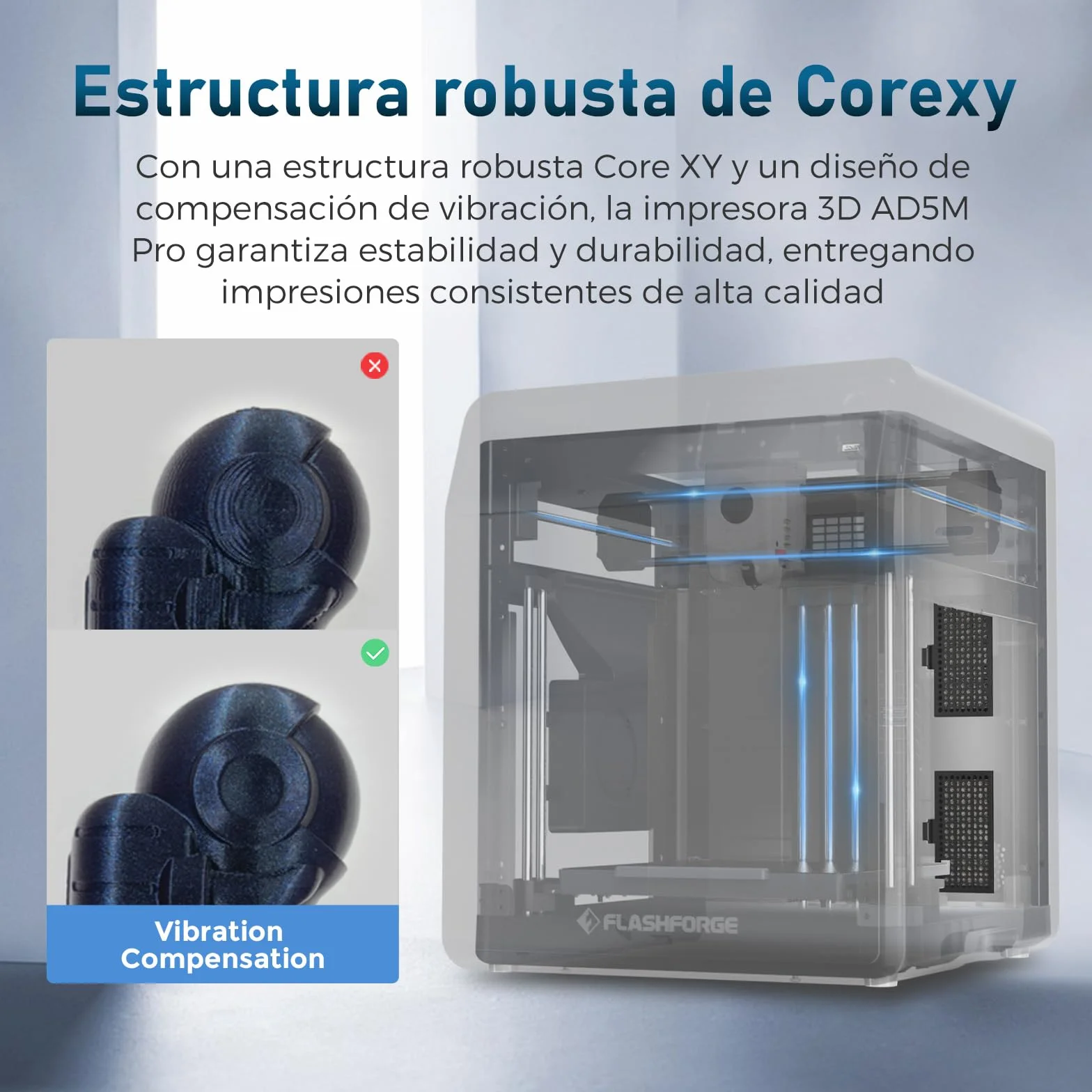Flashforge Adventurer 5M Pro Impresora 3D, Impresora 3D de Alta Velocidad de 600 mm/s con Nivelación Automática, Boquilla de Cambio Rápido, Placa Pei y Sistema de Filtración Doble, 220x220x220mm