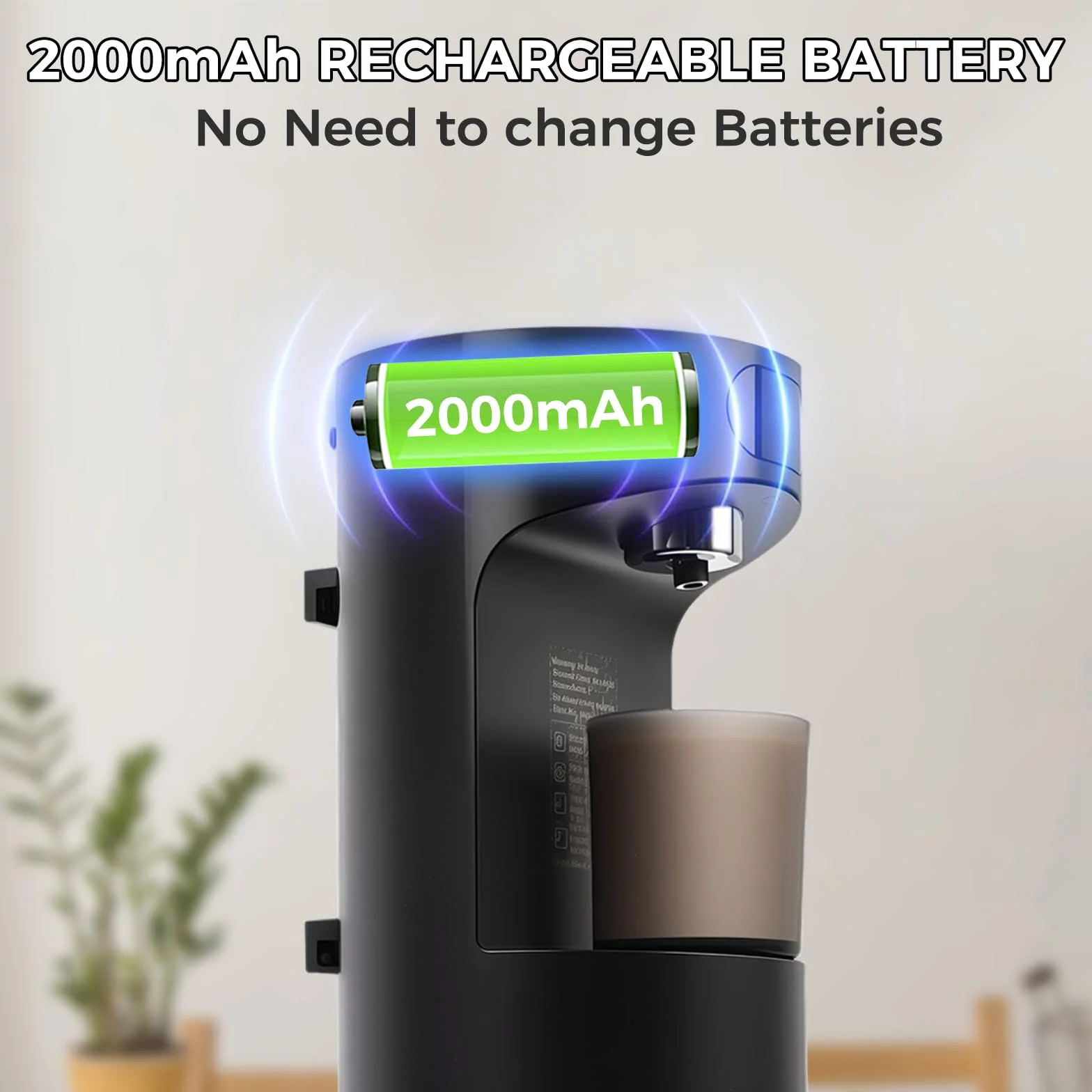 Dispensador automático de baño sin contacto Longzhuo 600 ml USB-C recargable S15 Negro