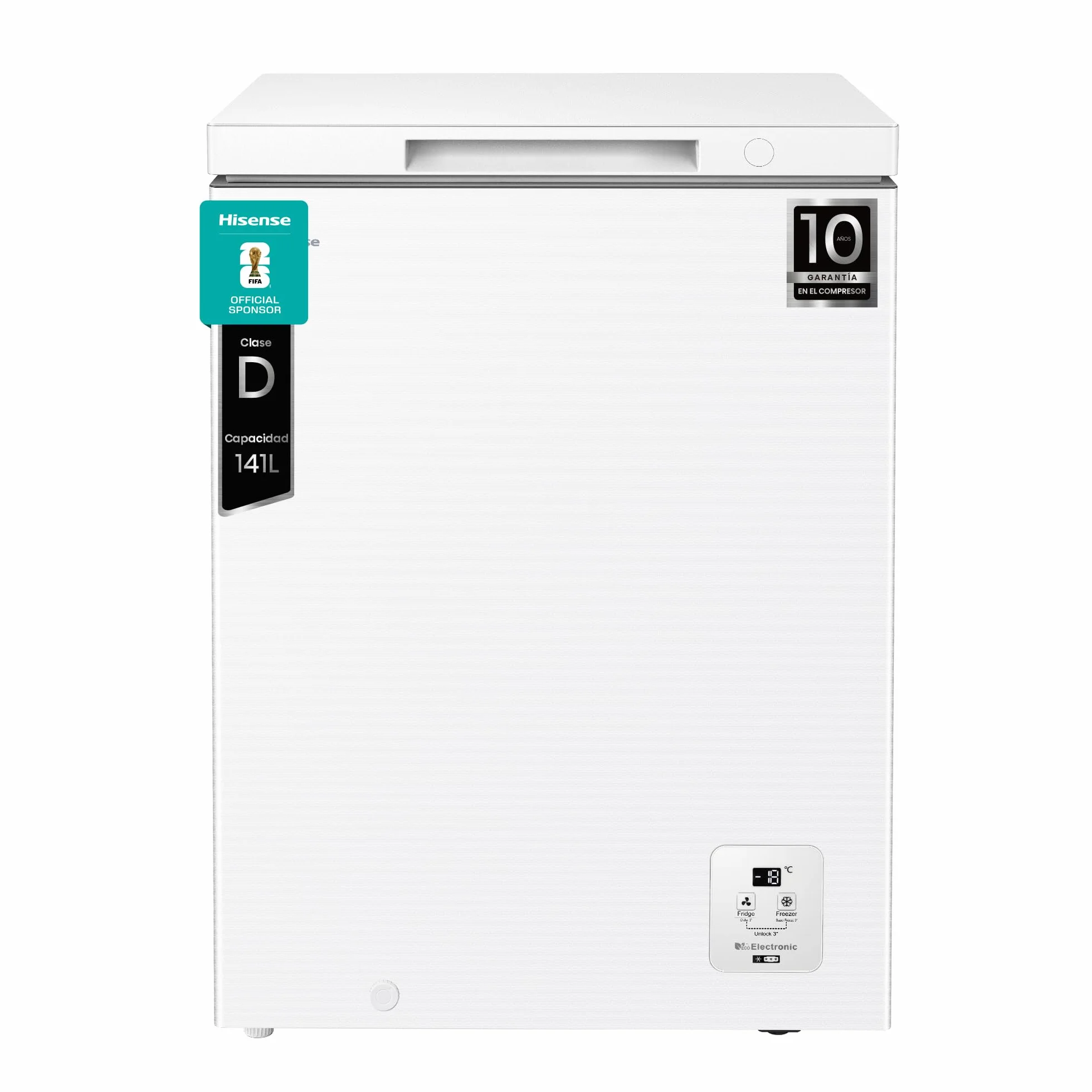 Hisense Arcón Congelador Horizontal 141L 86cm Congelación 360° Convertible Control Electrónico Freezer Protect Blanco