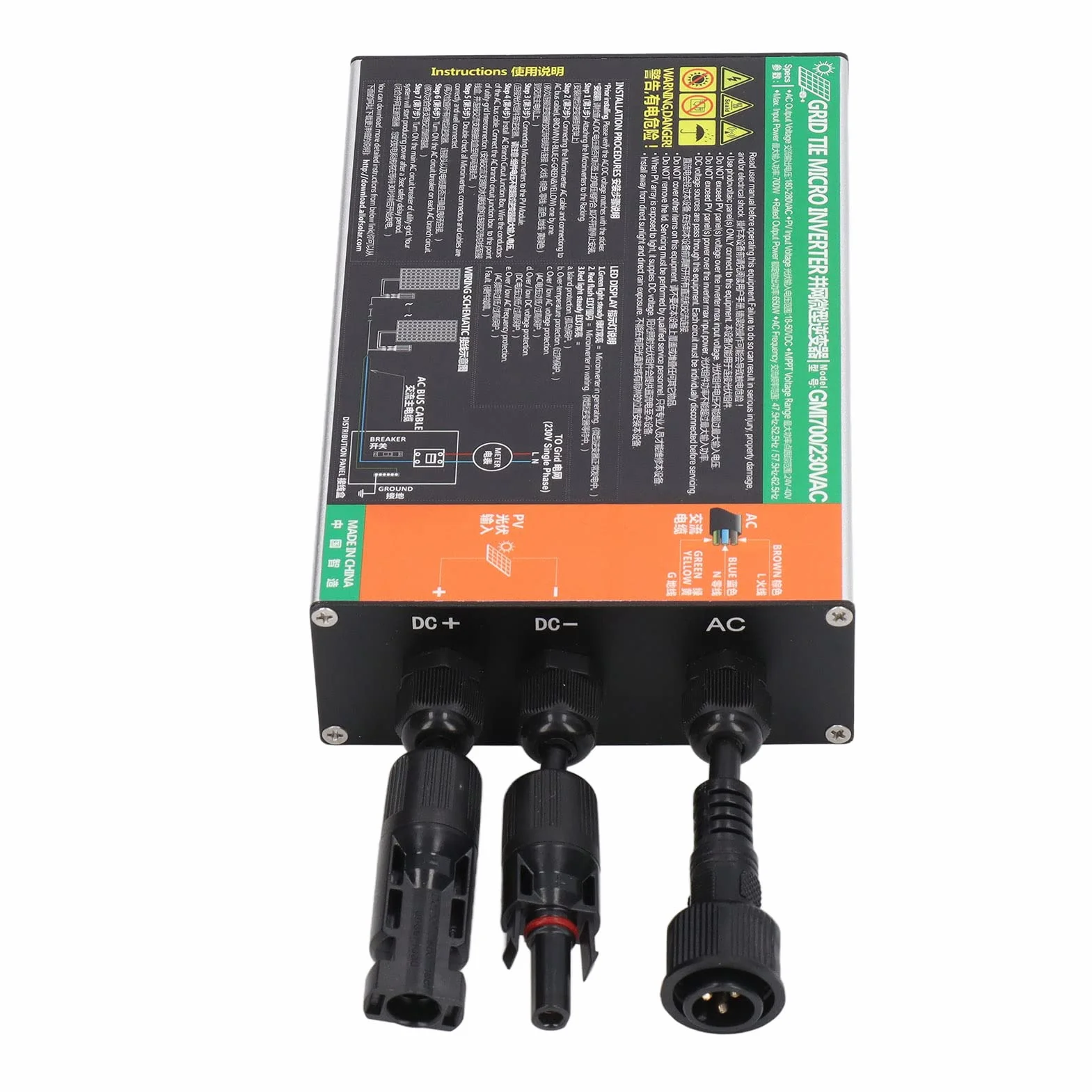 Microinversor Solar, 700W 230V Microinversor Solar MPPT Inversor Conectado a Red Inversor de Conexión a Red de Onda Sinusoidal Pura