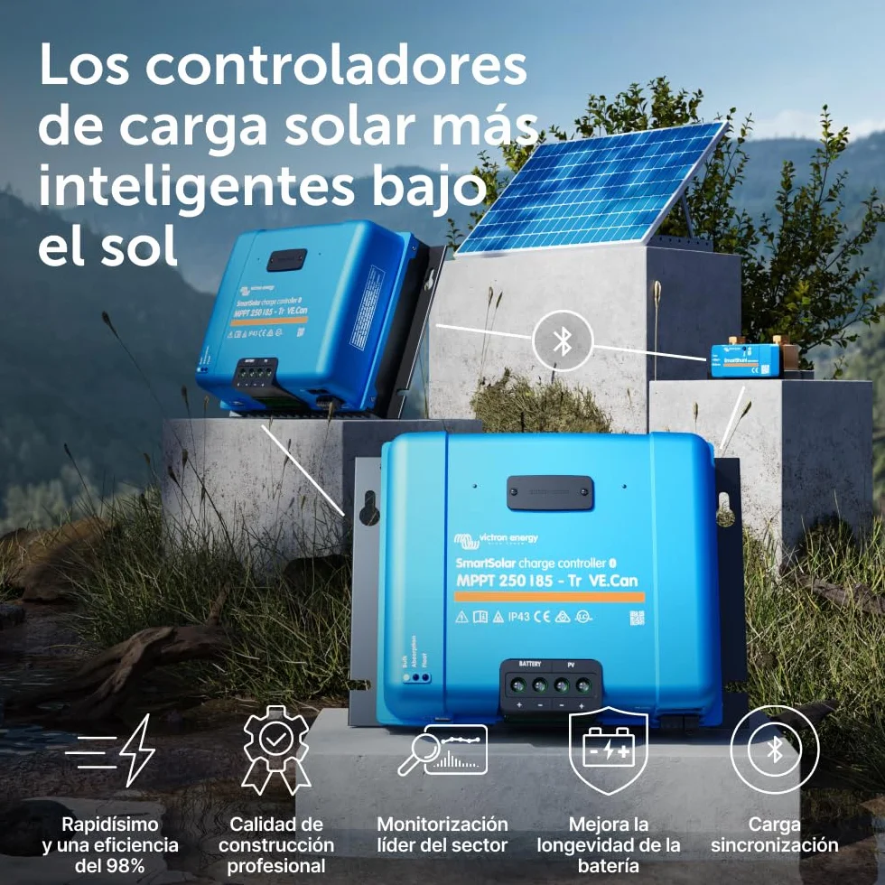 Victron Energy SmartSolar MPPT Tr VE.Can 250V 85 amperios 12/24/36/48-Voltios Controlador de Carga Solar (Bluetooth)