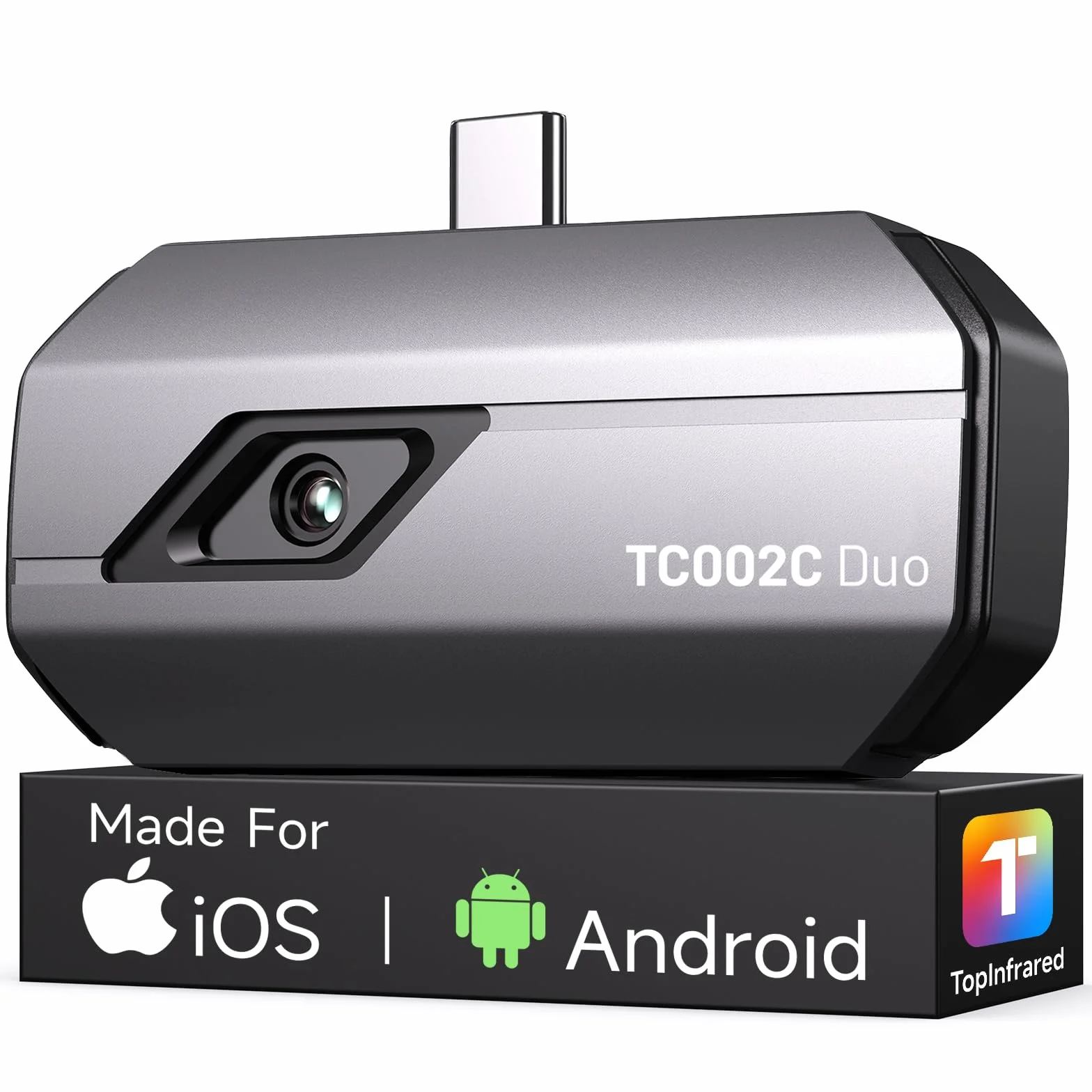 TOPDON TC002C Duo Cámara Térmica para Android e iPhone, 512x384 TISR Alta Resolución, Cámara Termográfica con USB-C, de -20℃ a 550℃, 0.1℃ Precisión, 25Hz, Captura de Fotos y Vídeos