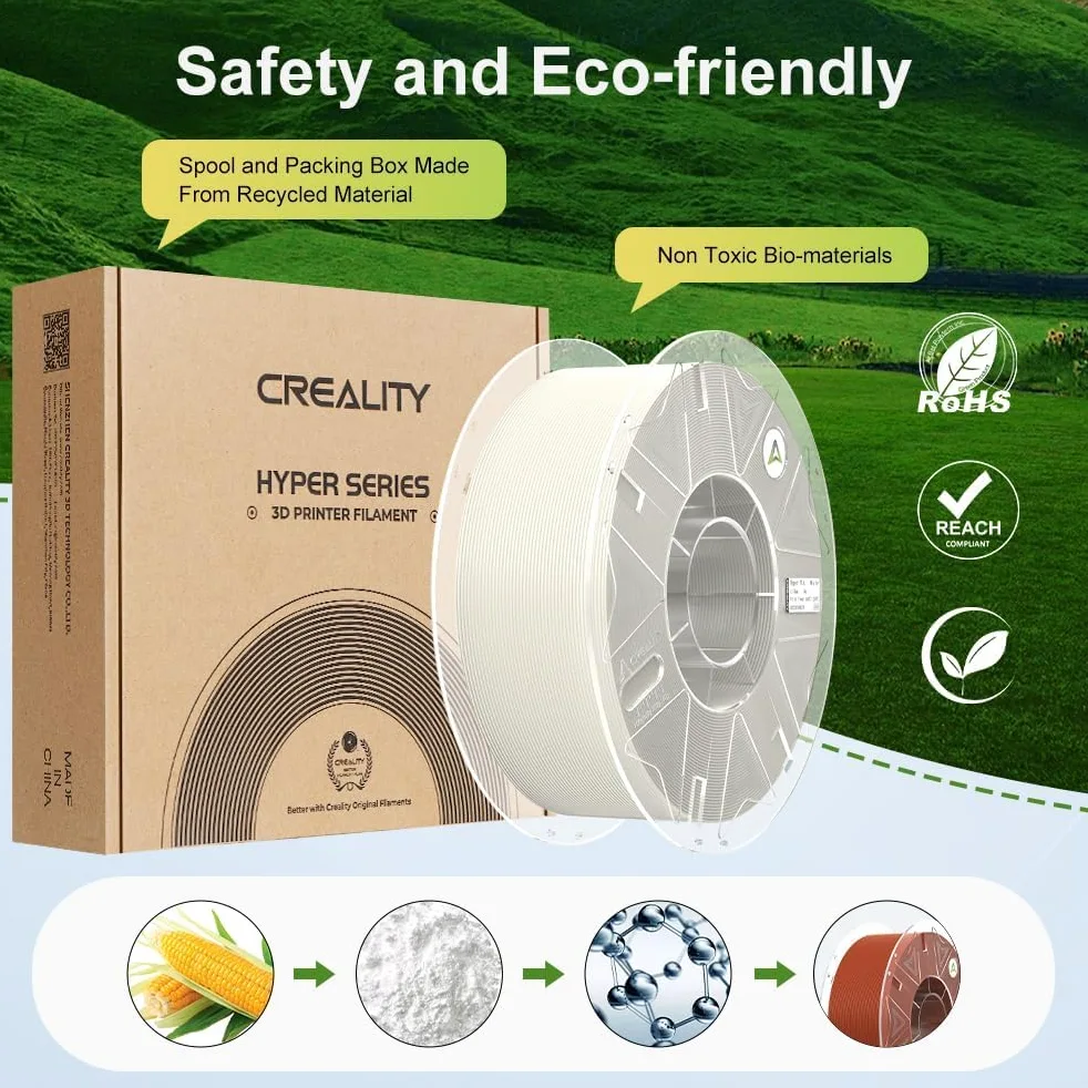 Creality Hyper PLA Filamento RFID PLA de 1.75 mm Negro+Blanco+Rojo+Azul