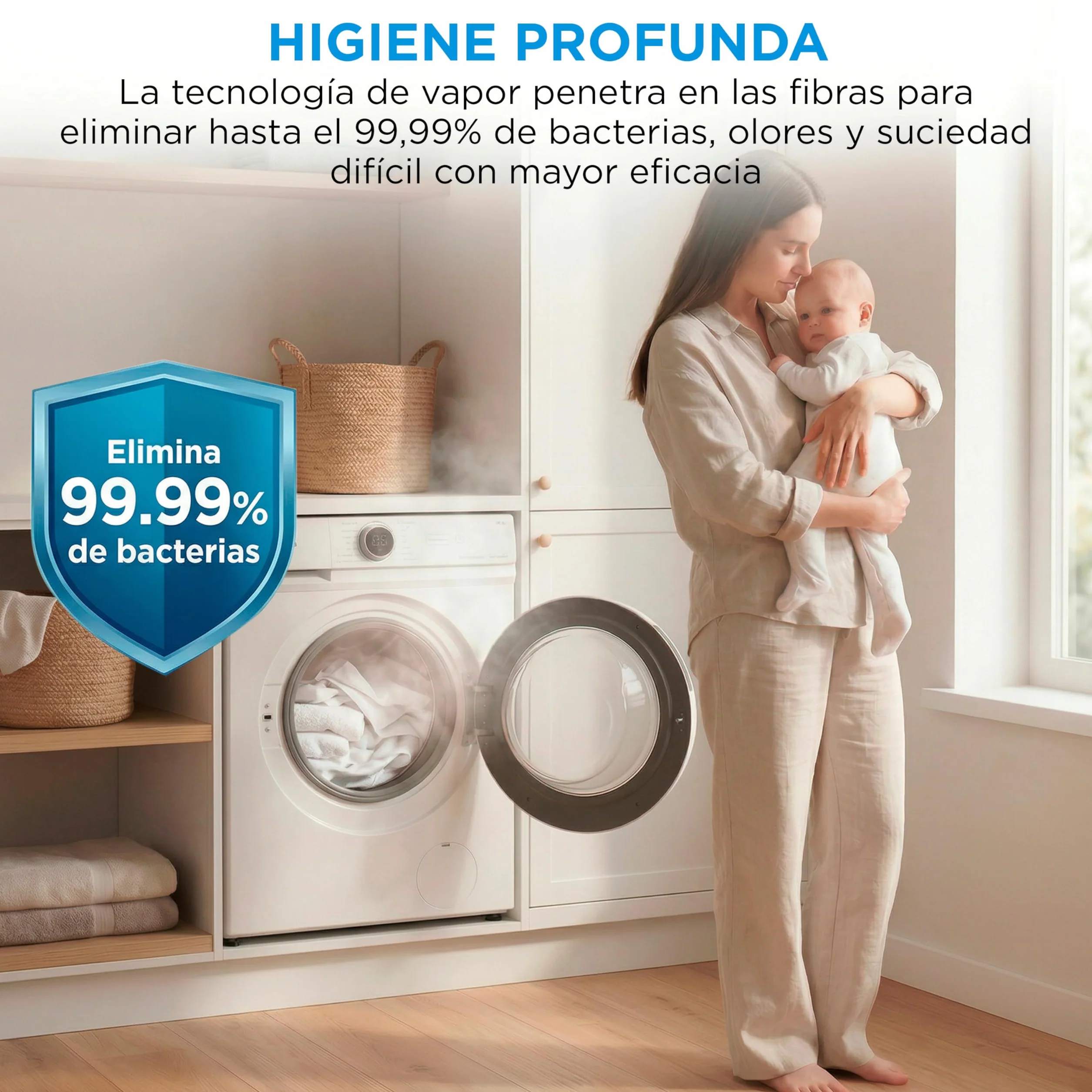 Midea Lavadora 8kg Carga Frontal 1950W 1350rpm Motor Inverter Healthguard