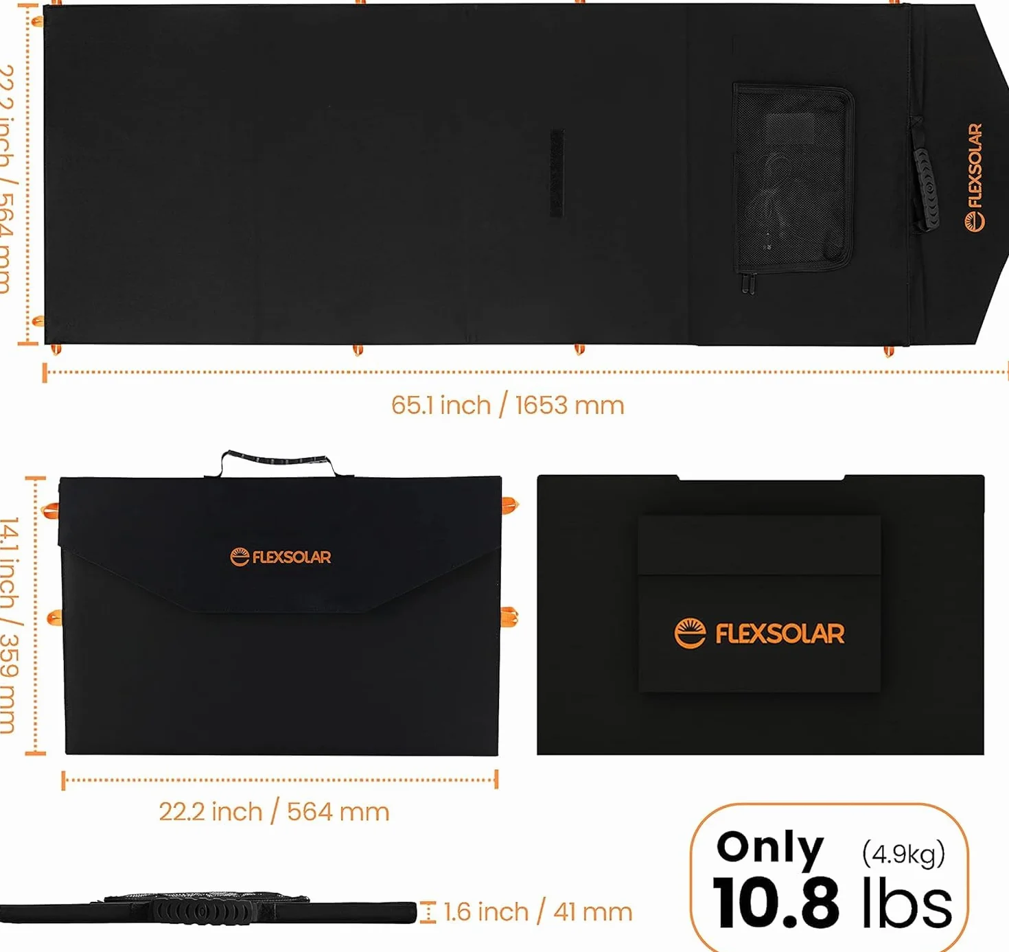 FlexSolar Cargadores de panel solar plegables de 120W 20-28V DC de salida, IP65 impermeable - Módulos solares de emergencia para camping, autocaravanas y hogar - Compatible con estaciones de energía