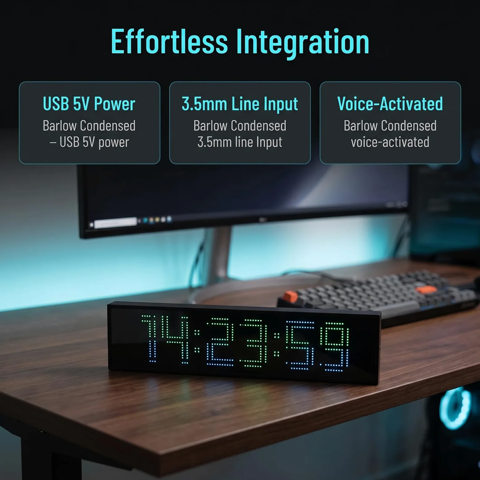 Analizador De Espectro Musical, Visualizador De Audio Doméstico con 36 Modos De Visualización Led, Sensor De Voz, Reloj De Alta Precisión Y Entrada Aux/micrófono para Pc Y Juegos.