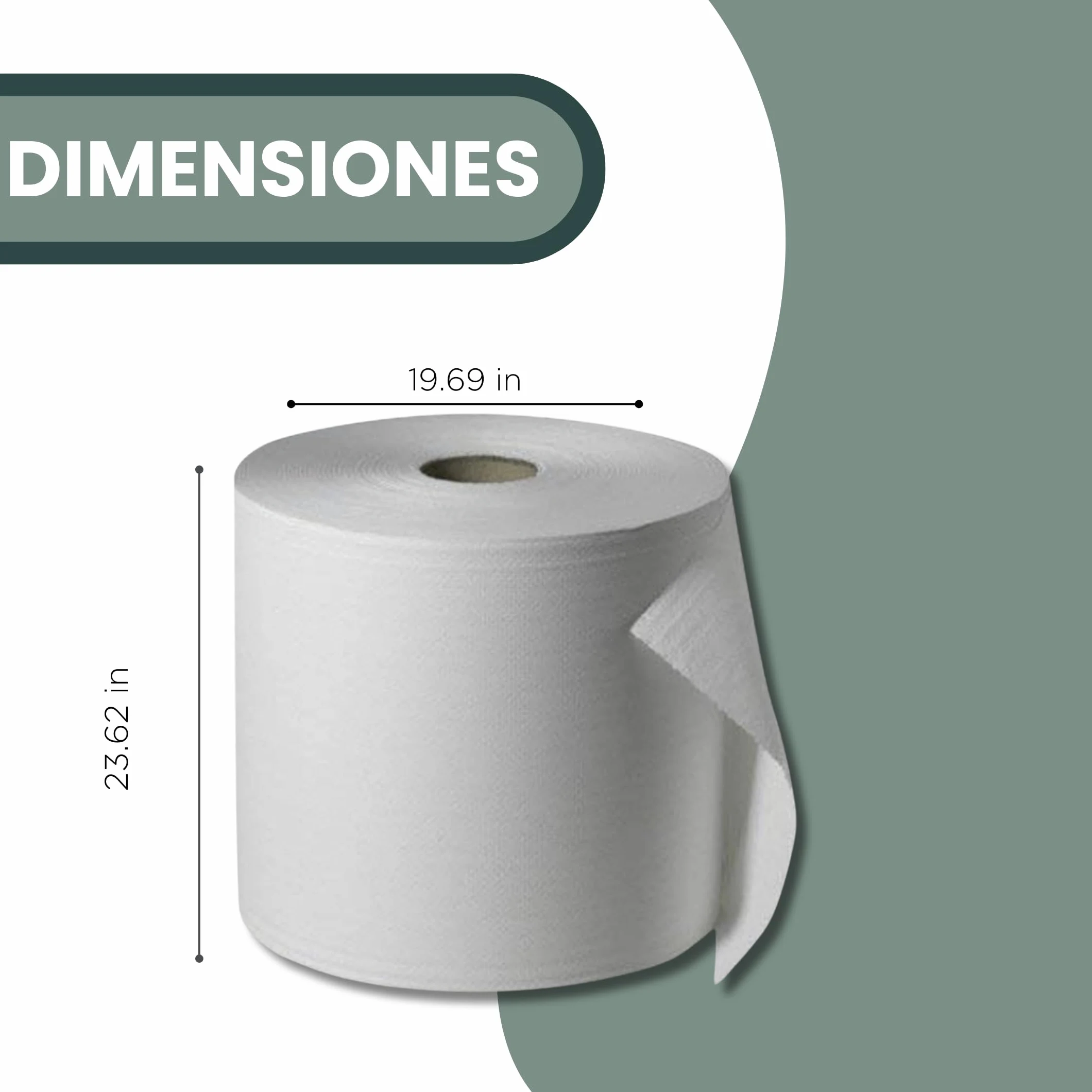 BALSAT | 6 Bobinas de papel industrial blanco | 100% Pasta Virgen | Paquete de 6 Unidades | Bobinas industriales