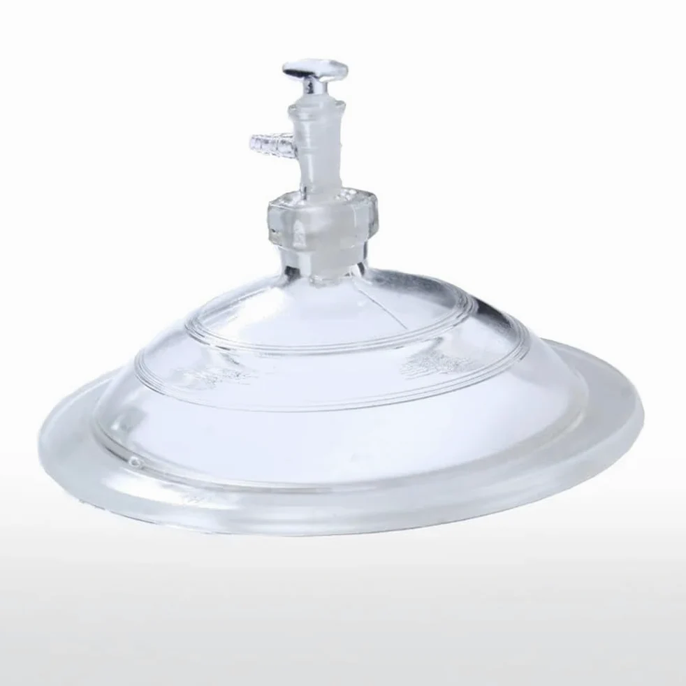 Equipos y suministros de laboratorio Desecador de vacío/normal 120 mm, vidrio transparente/marrón con placa llave paso esmerilada for laboratorio