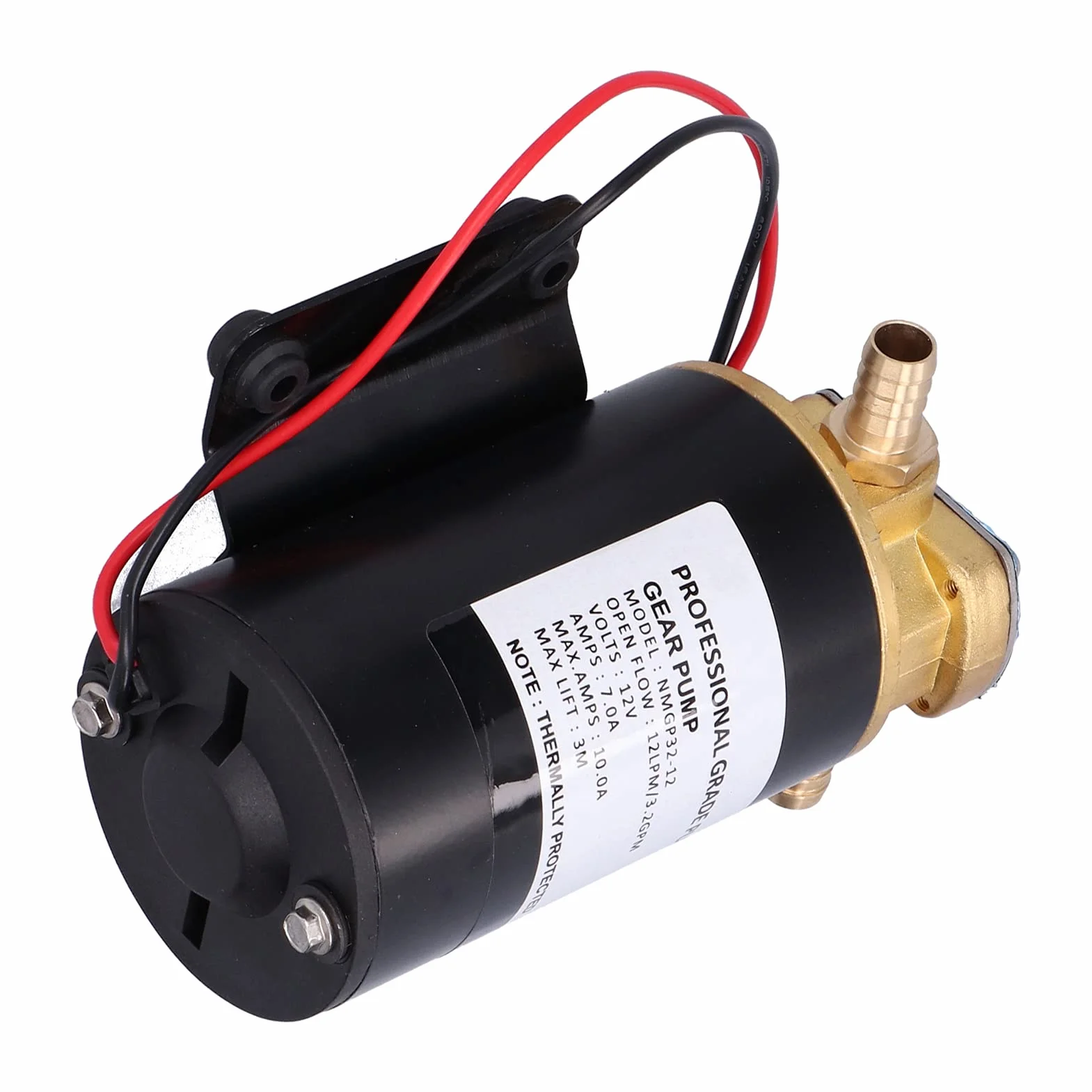 Fydun Bomba de engranajes de impulsor 12V 12LPM Elevación aubante de 9,8 pies para transferencia de agua/combustible/recuperación/aceite