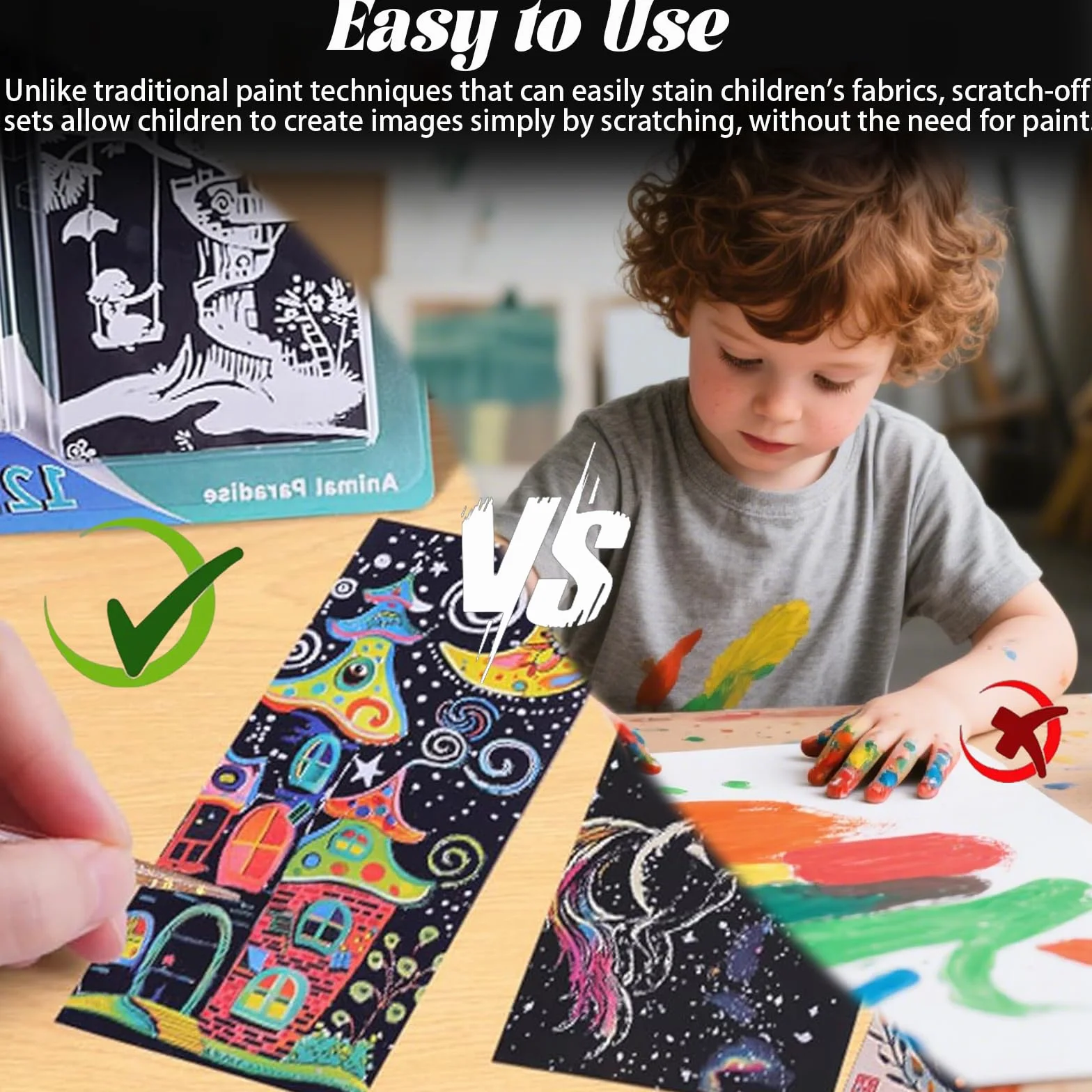 Scratch Paper Rainbow Painting Kit 24 Piezas + 2 Bolígrafos Manualidades Adultos Niños Navidad