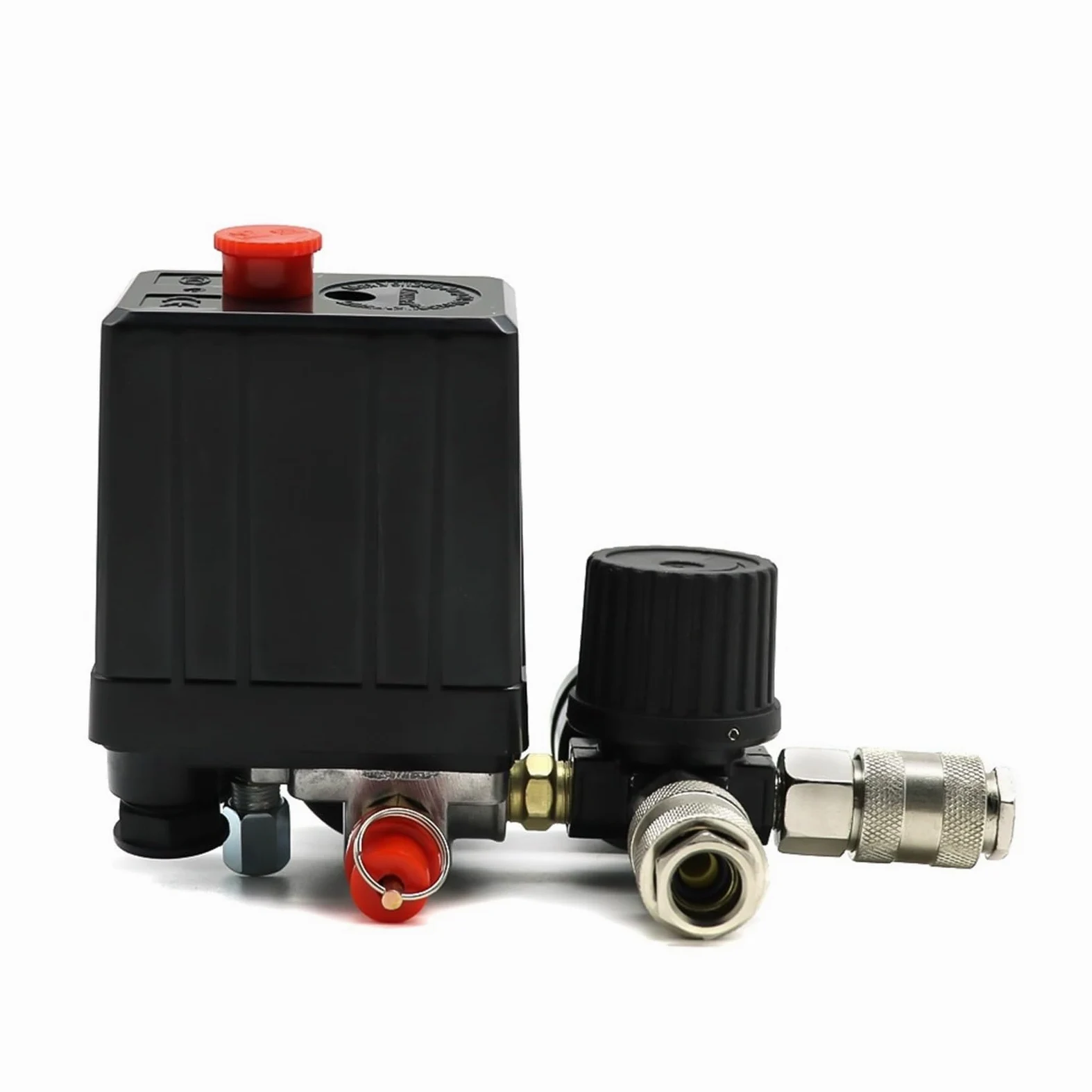 Interruptor de Control presión Bomba compresor Aire, regulador Alivio del colector 4 Puertos, 220V/380V, válvula 30-120PSI con manómetro(380v)