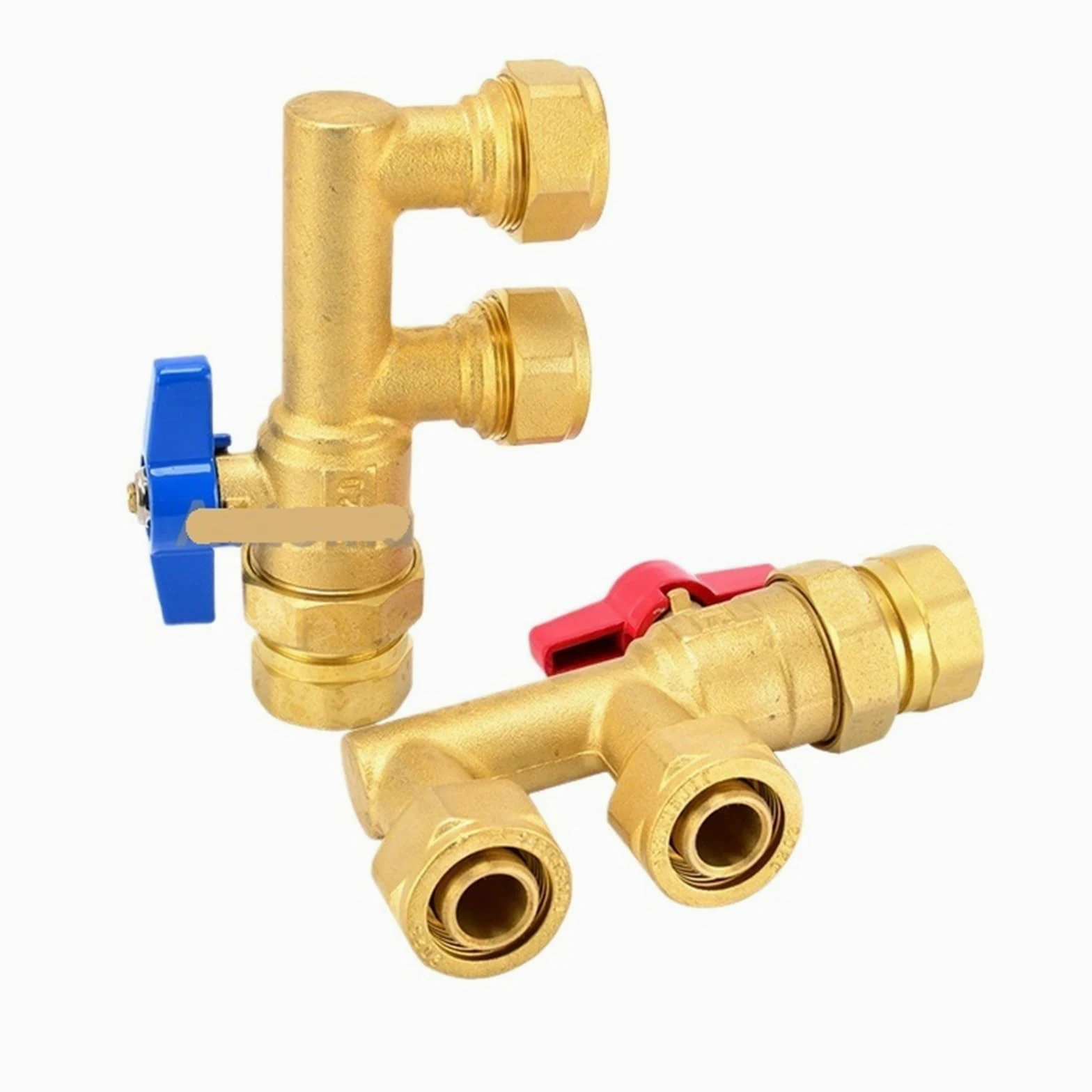 1 Uds válvula de bola de latón de tres vías tipo F colector de doble cabeza 1620 2025 G1 "G3/4" adecuado for agua, petróleo y Gas Natural(1620 G1 Male Red)