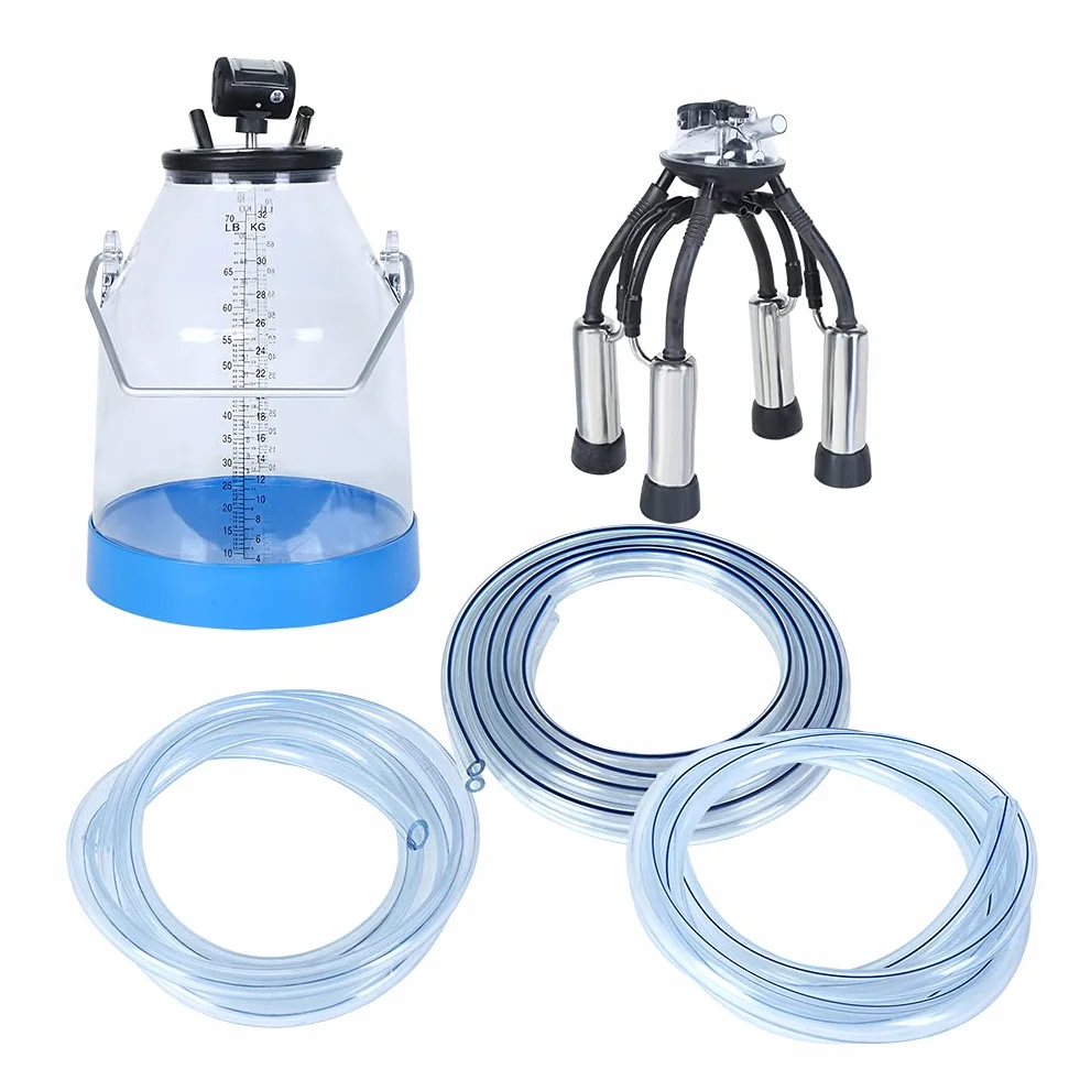 Ordeñadora de Vacas Portátil Transparente de 32 Litros, Cubo para Máquina de Ordeño, Barril, Ordeño Eficiente en Granjas Lecheras, Seguro y Conveniente con Visualización Clara, Compatible con