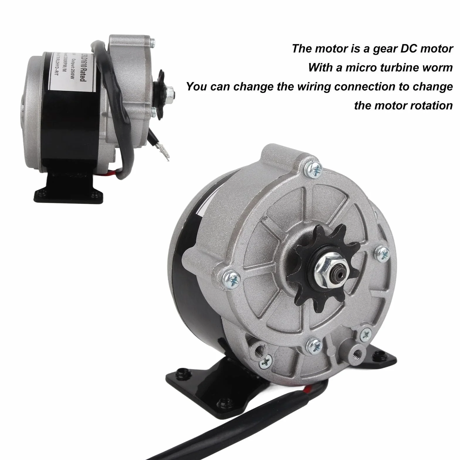 Motor Eléctrico de Reducción de Engranajes 24V 250W 3300RPM Piñón 13 Dientes