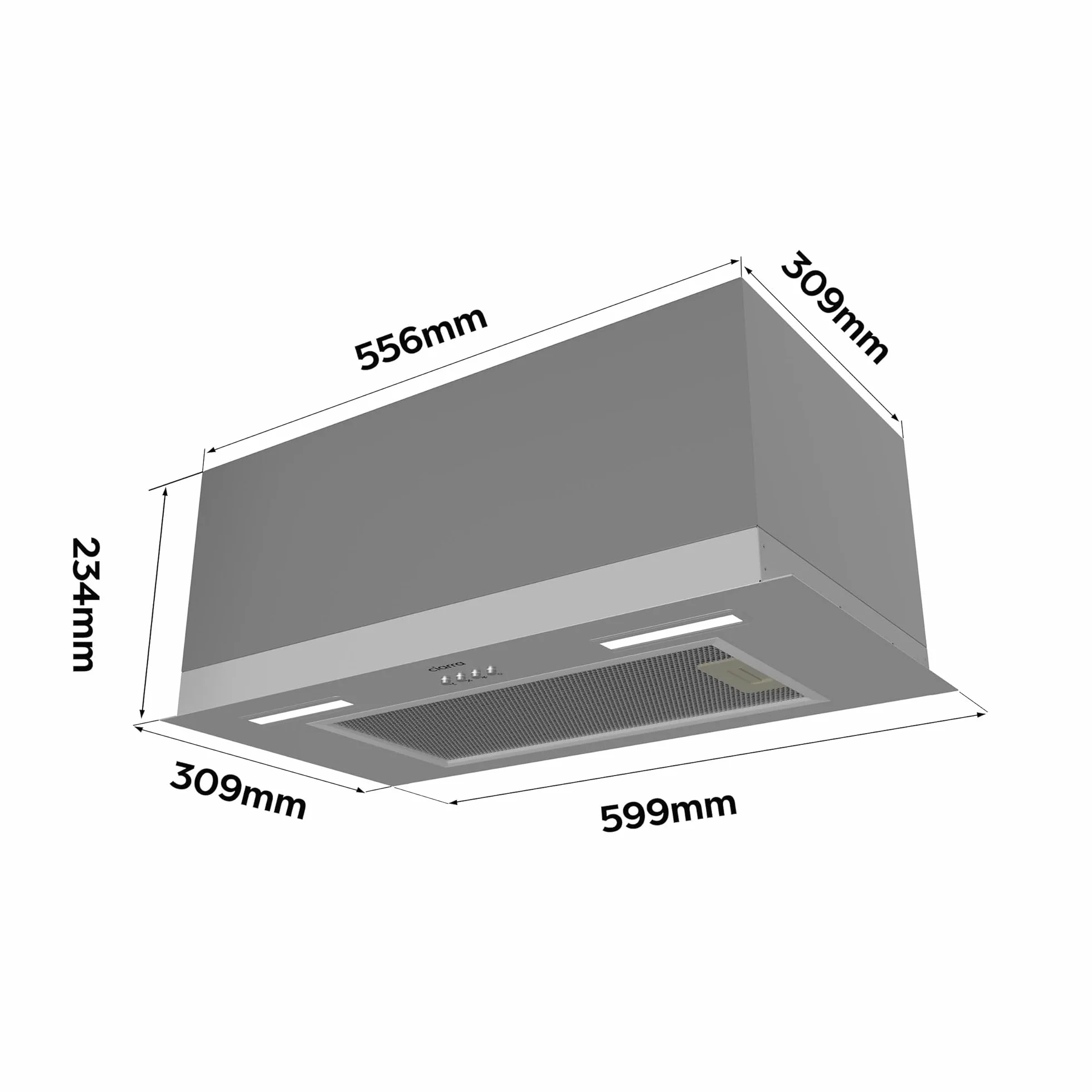 CIARRA CBCS6926A Campana Extractora Encastrable 650 m³/h 60 cm Acero Inoxidable LED