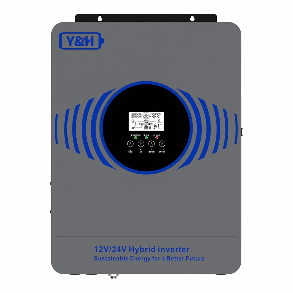 Y&H Inversor solar híbrido de 4200W con dos voltajes de batería 12V 24V integrado MPPT 100A cargador solar máximo potencia PV 4000W entrada con BMS WLAN comunicación independiente de la red