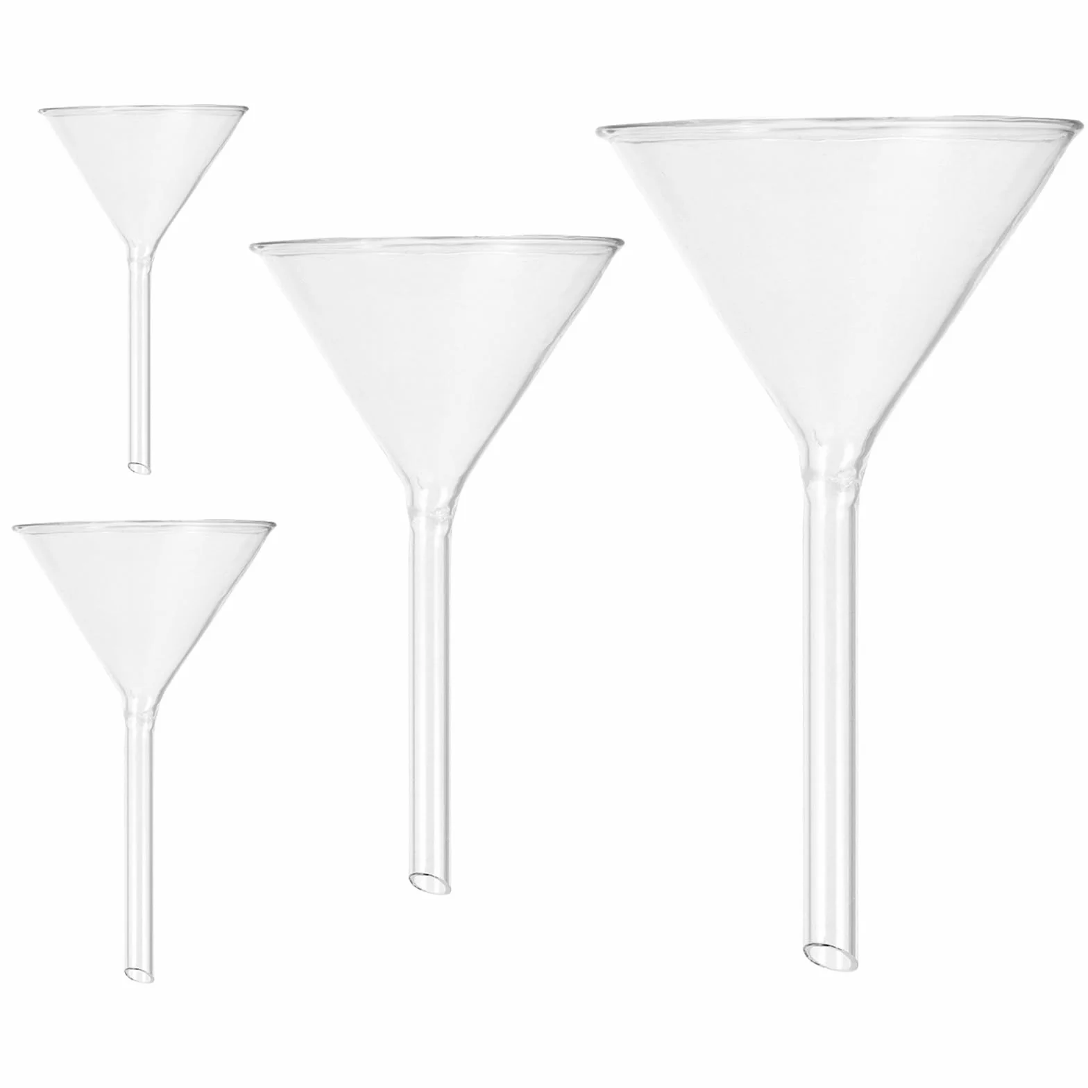 CHILDWEET Embudo Triangular de Vidrio y Transferencia de Líquidos Pequeños 4 Piezas para Laboratorio Reutilizable y Lavable a Mano Adecuado para Experimentos de Química