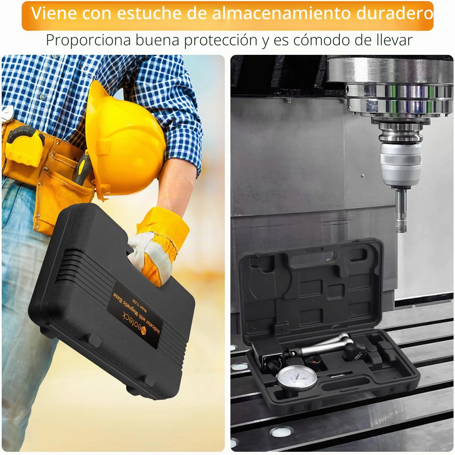 Neoteck Reloj Comparador 0-20mm Indicador de Cuadrante 0.01mm con Base Magnética 132lbs/60kg para Torno CNC Impresora 3D