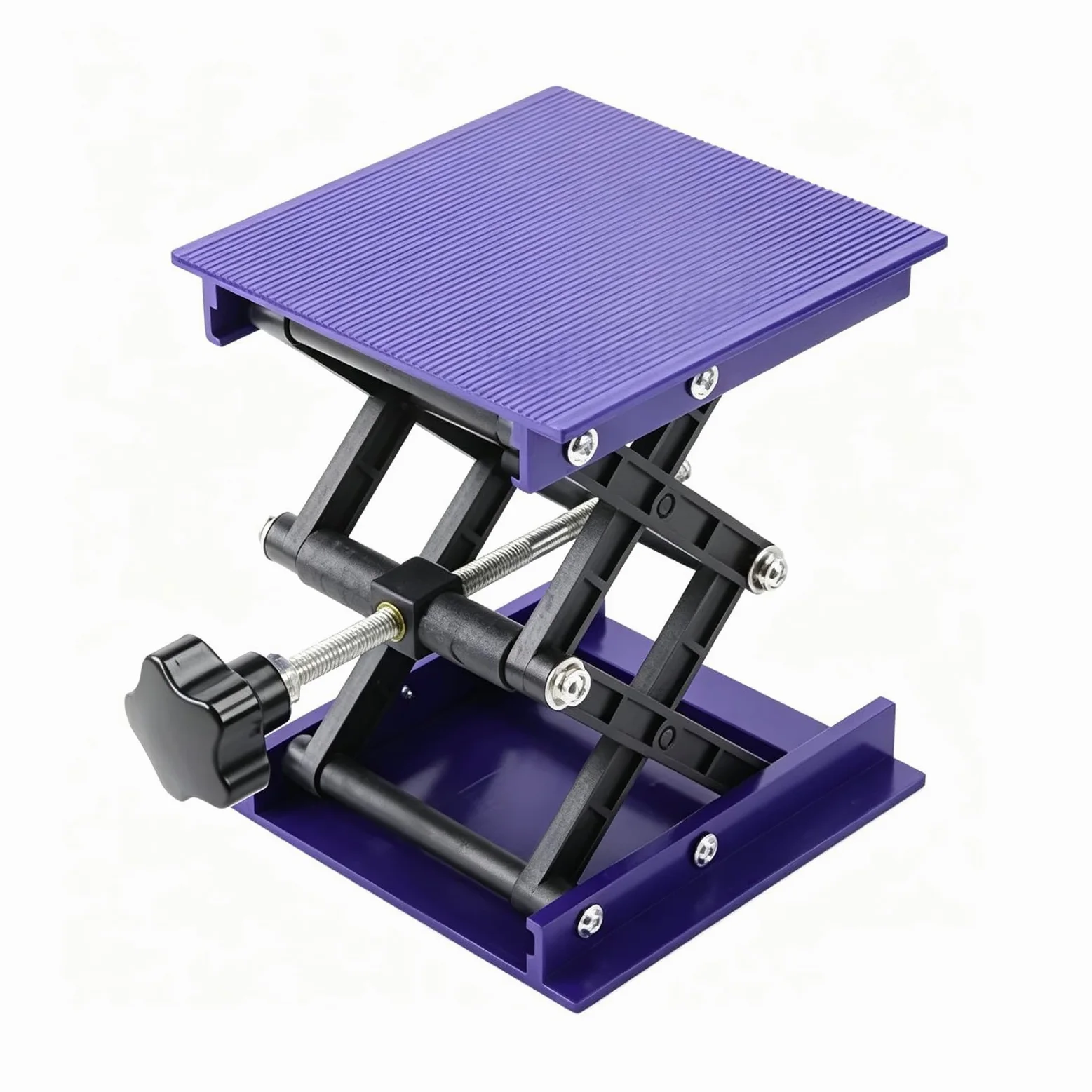 Soporte De Elevación Laboratorio Pequeño, Plataforma Nivel Control Manual | Soporte de plataforma Jack, con tapete antideslizante y mango giratorio, rango de altura 42-290 mm(150x150mm)