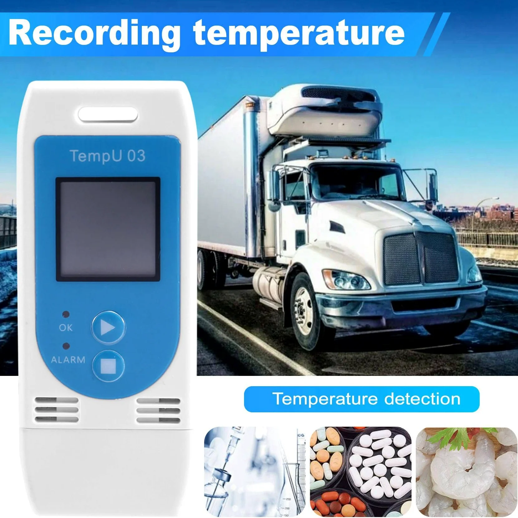 5X TempU 03 Registrador de Datos de Temperatura y Humedad USB Registrador de Datos de Temperatura Medidor de Grabación de Humedad con Capacidad de 32,000