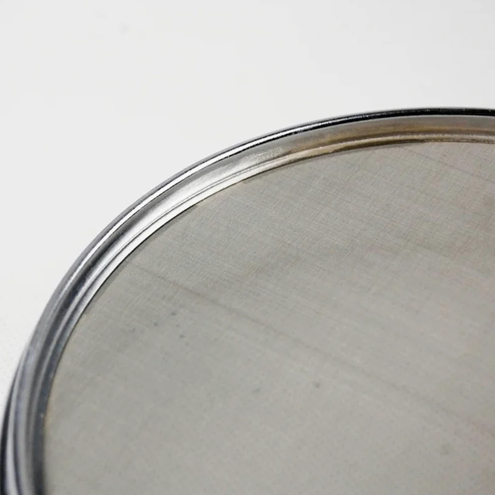 Tamiz de Prueba estándar Laboratorio, galvanizado, 20 cm, con Tapa y Fondo, Mallas Varios tamaños(500 Mesh(0.0308mm))