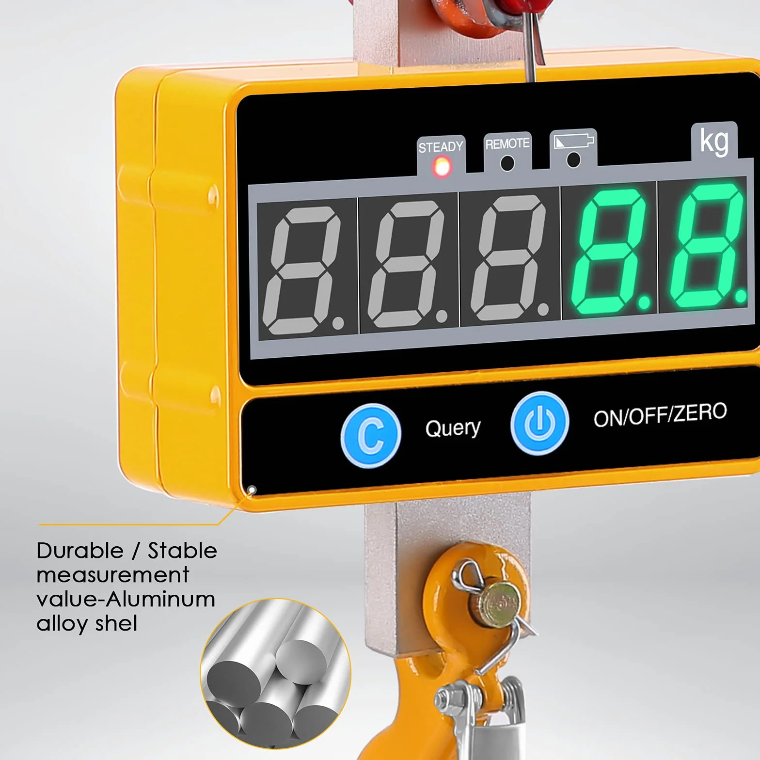 Bascula de Grúa Digital 2T, Bascula Industrial Pantalla LED Báscula Colgante Industrial de Alta Precisión con Control Remoto para Maquinaria Industrial de Precisión Ganadera