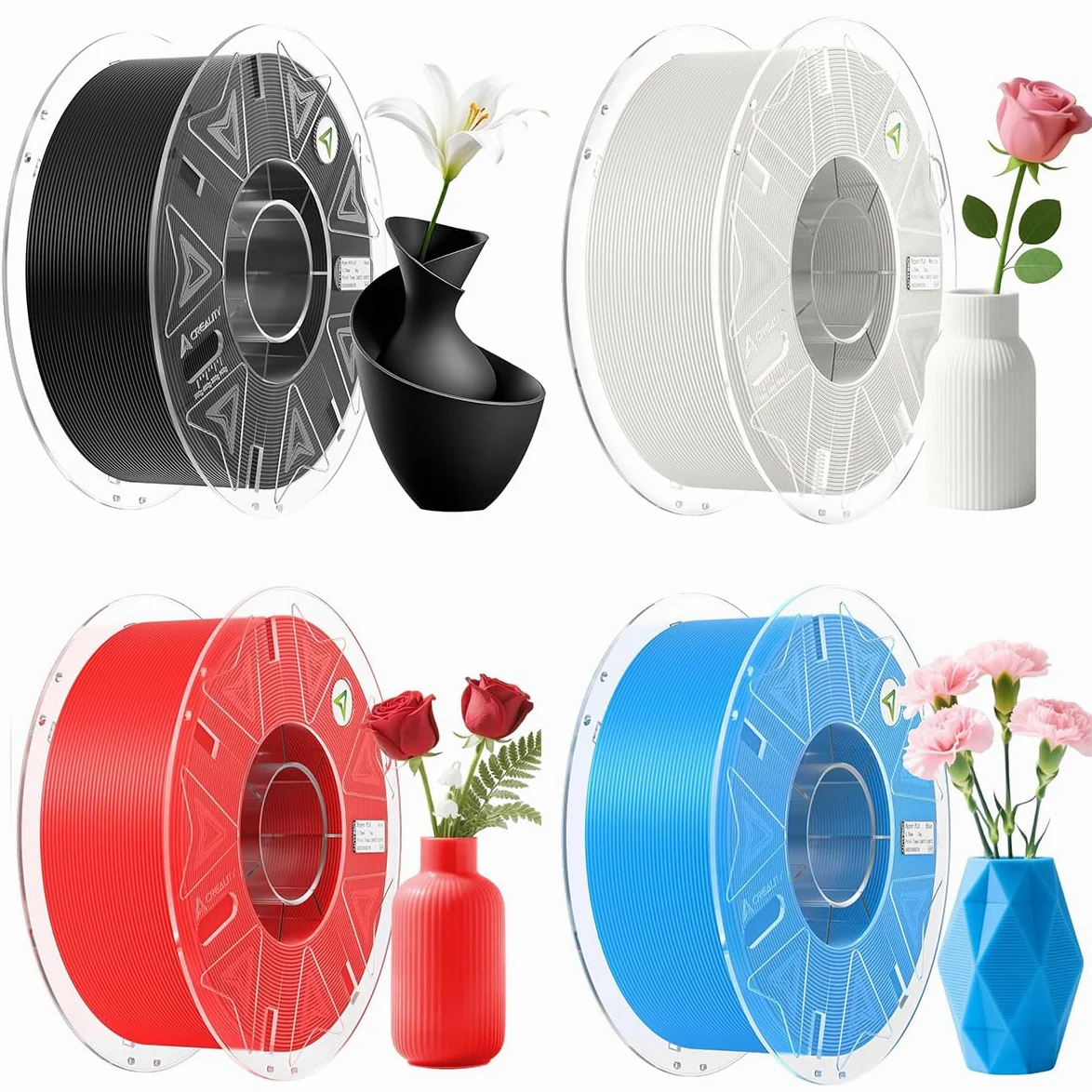Creality Hyper PLA Filamento RFID PLA de 1.75 mm Negro+Blanco+Rojo+Azul