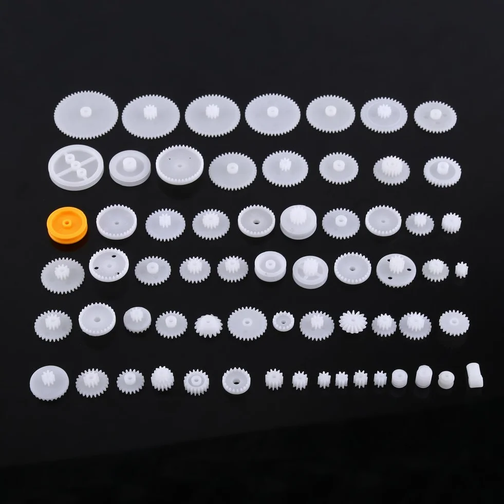 Juego de Kit de Polea de Engranaje, Plástico, DIY, Accesorios de Fabricación, 64 Piezas