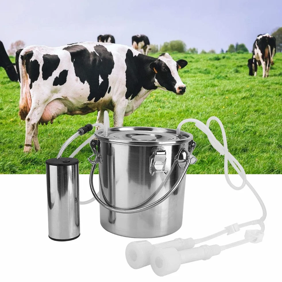 Máquina de ordeño eléctrica portátil, ordeñadora de impulsos eléctrica para el hogar de 100-240 V equipo de ordeñadora de ovejas de cabra con enchufe de la UE de 5 litros(Para cabra)