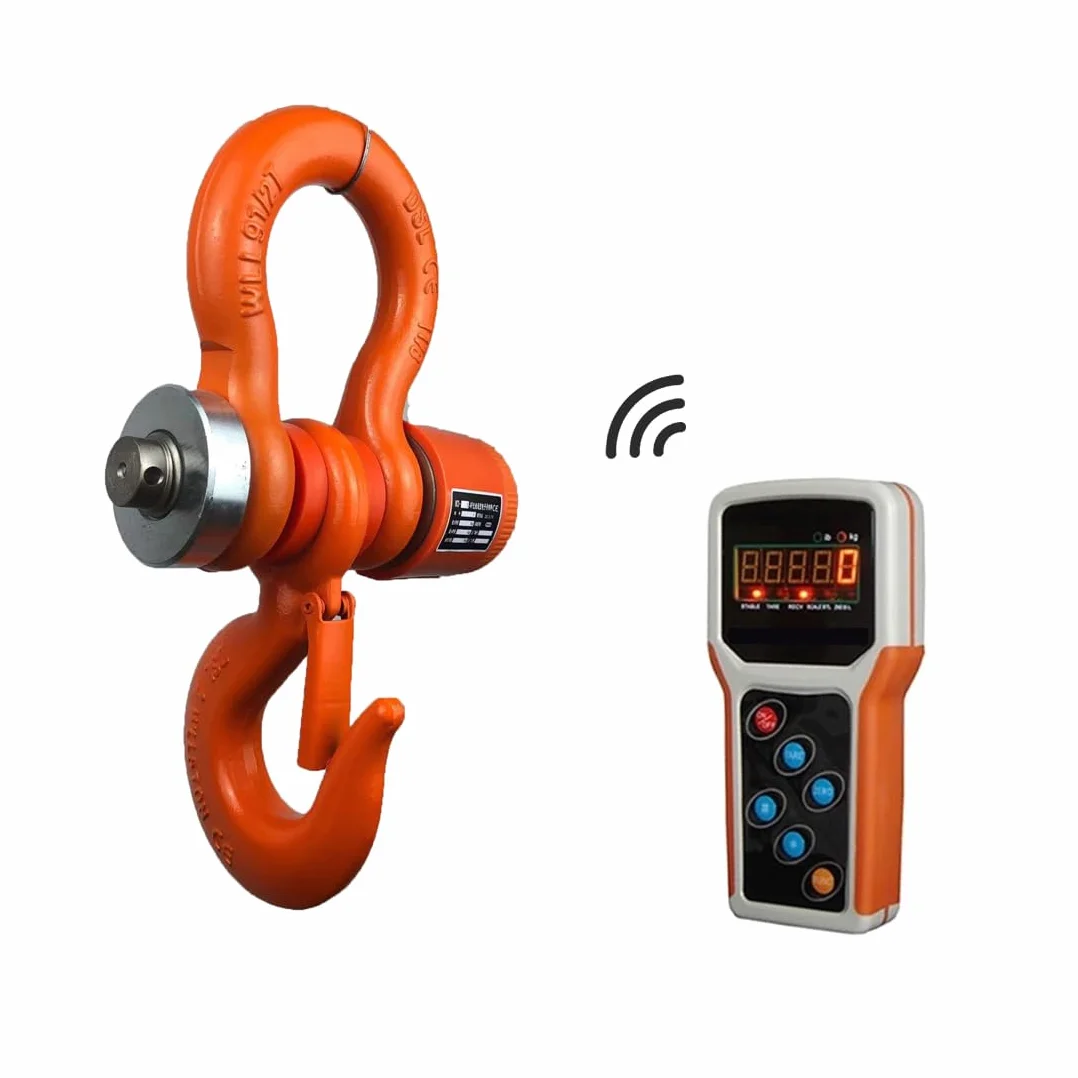 Báscula digital de grúa de 10 toneladas/22000 libras, báscula industrial colgante resistente de 10000 kg con indicador de mano inalámbrico, naranja