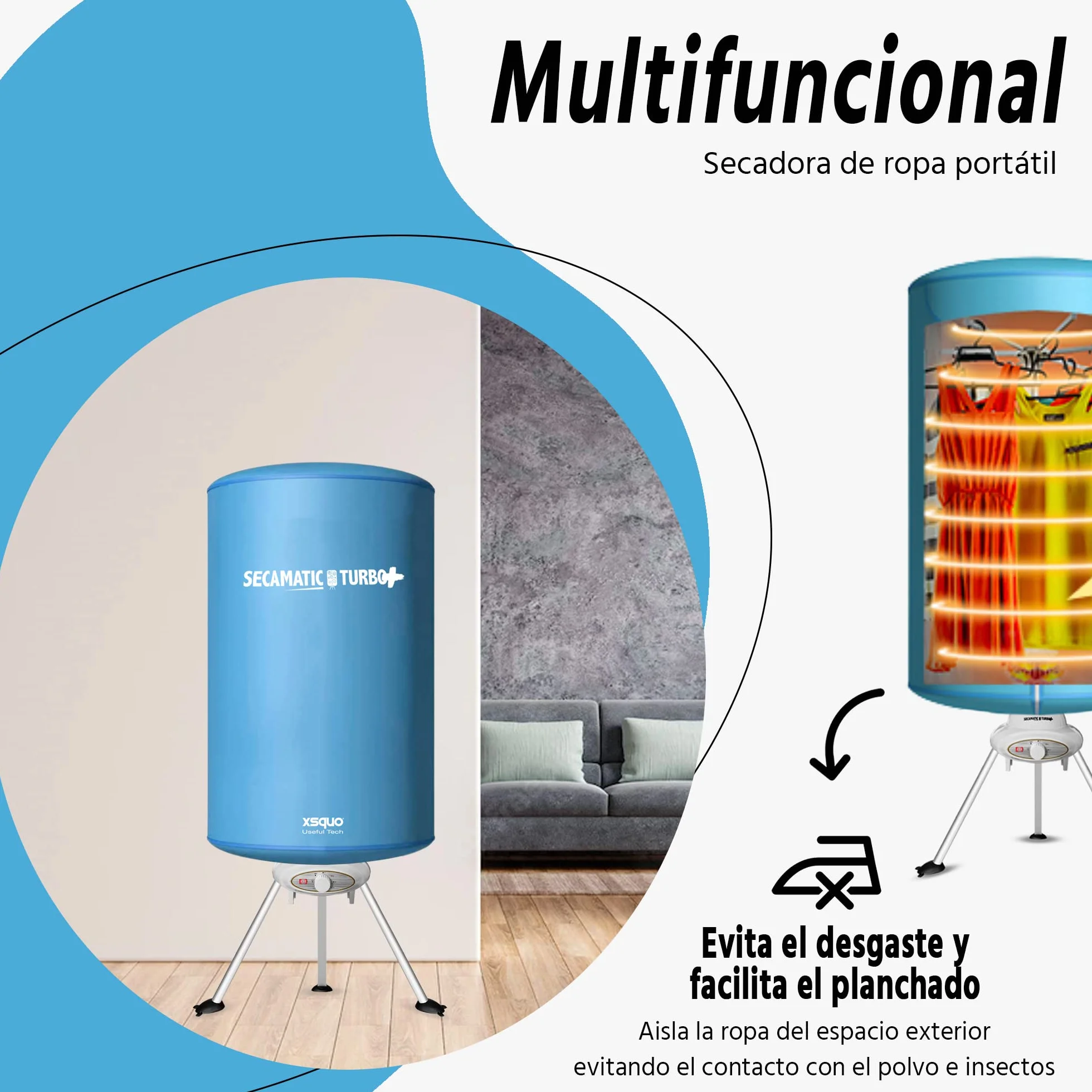 Secamatic Turbo Plus Secadora de ropa portátil 1000W 10 kg aire caliente