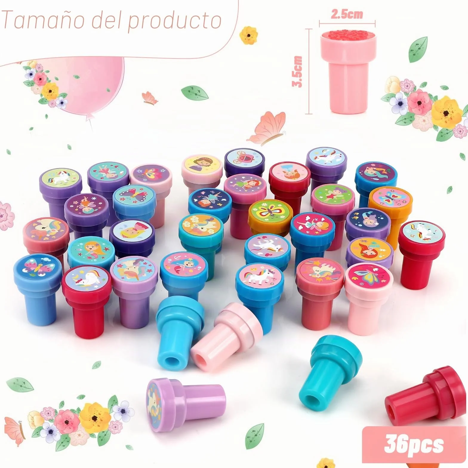 Auauraintt 36 Piezas Sellos Autoentintables para Niños, Juego Multicolor, Premios Escolares, Regalos de Fiestas