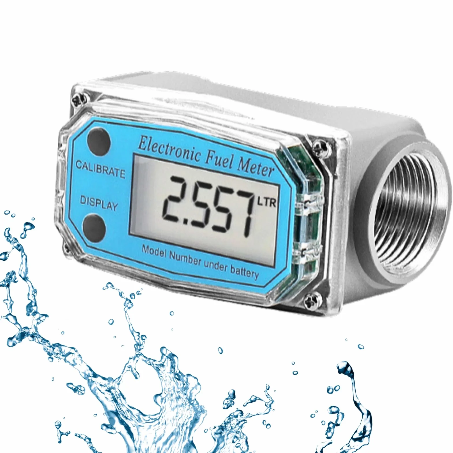 Jadeshay Medidor de Flujo 1" NPT 15-120L Turbina Combustible Diesel Alta Precisión Rosca Gasoil Pantalla Digital