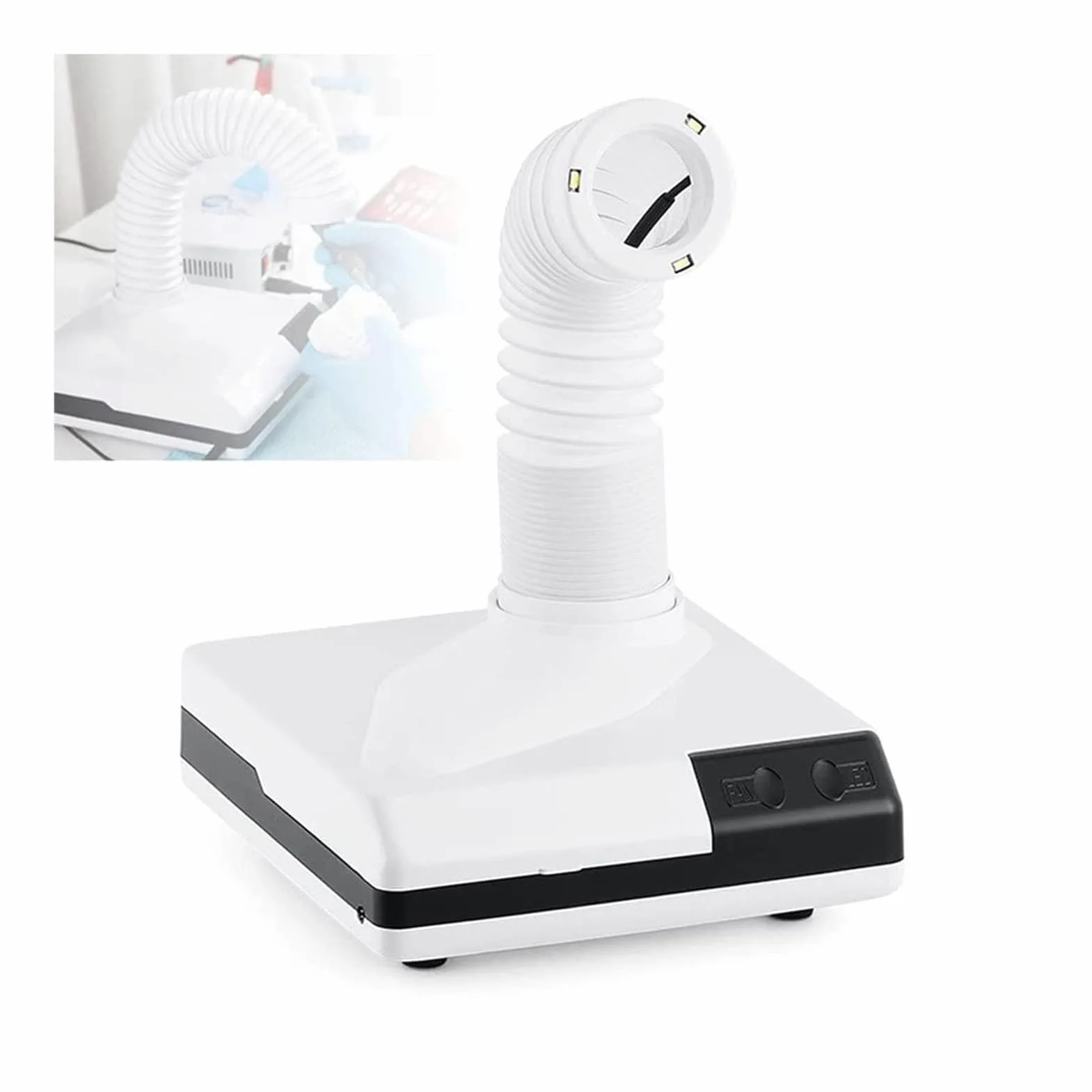 SenhE Aspirador Dental de Mesa, Aspirador Portátil Fuerte LED, Colector de Polvo de Escritorio, Banco de Trabajo de Pulido Dental, Colector de Polvo para Laboratorio Dental