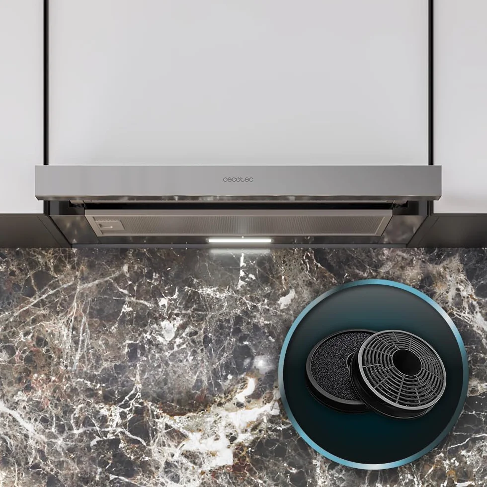 Cecotec Campana Extractora Telescópica 60 cm Bolero Flux TLM 603500 Inox 70W 350m3/h Control Mecánico