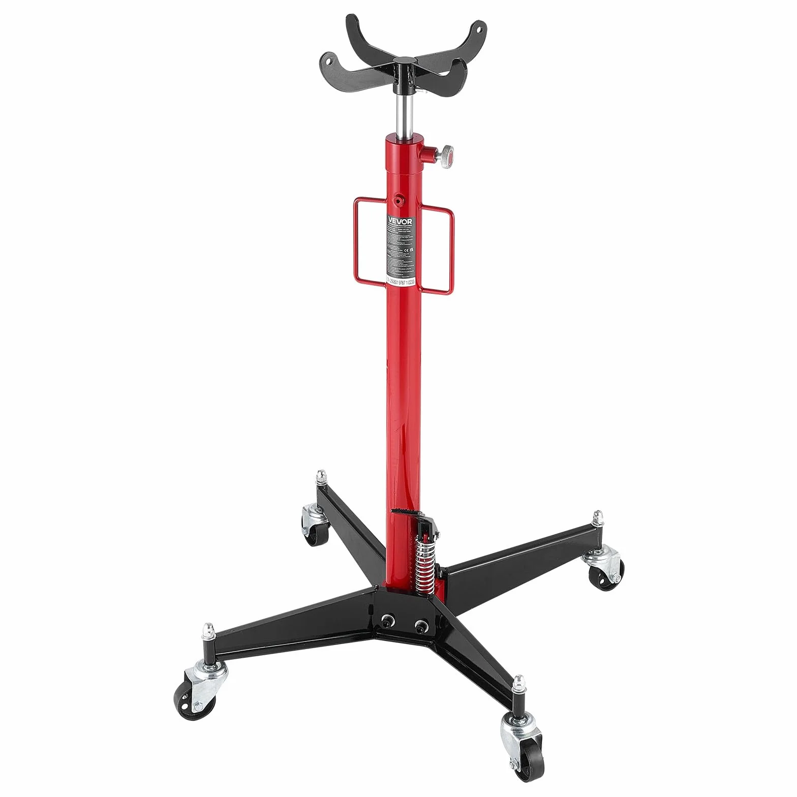 VEVOR Gato Hidráulico para Coche, con Capacidad de Elevación 500 kg, con Pedal, Rueda Giratoria 360°, Altura de Elevación 112-187 cm, para Taller/Garaje, Rojo y Negro, 640 x 575 x 1140–1890 mm