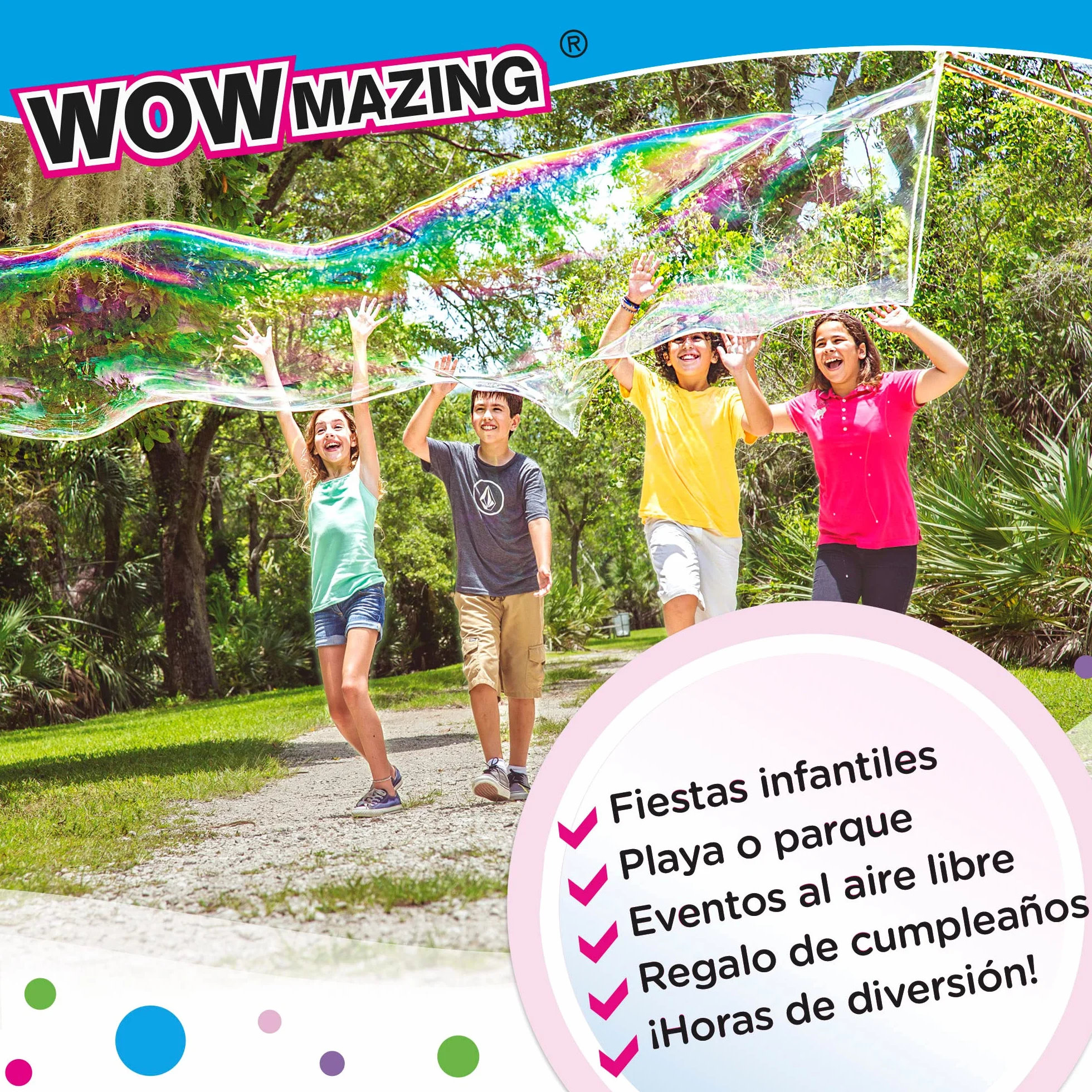 COLORBABY WOWmazing kit 5 sobres recambio jabón concentrado burbujas gigantes pomperos niños