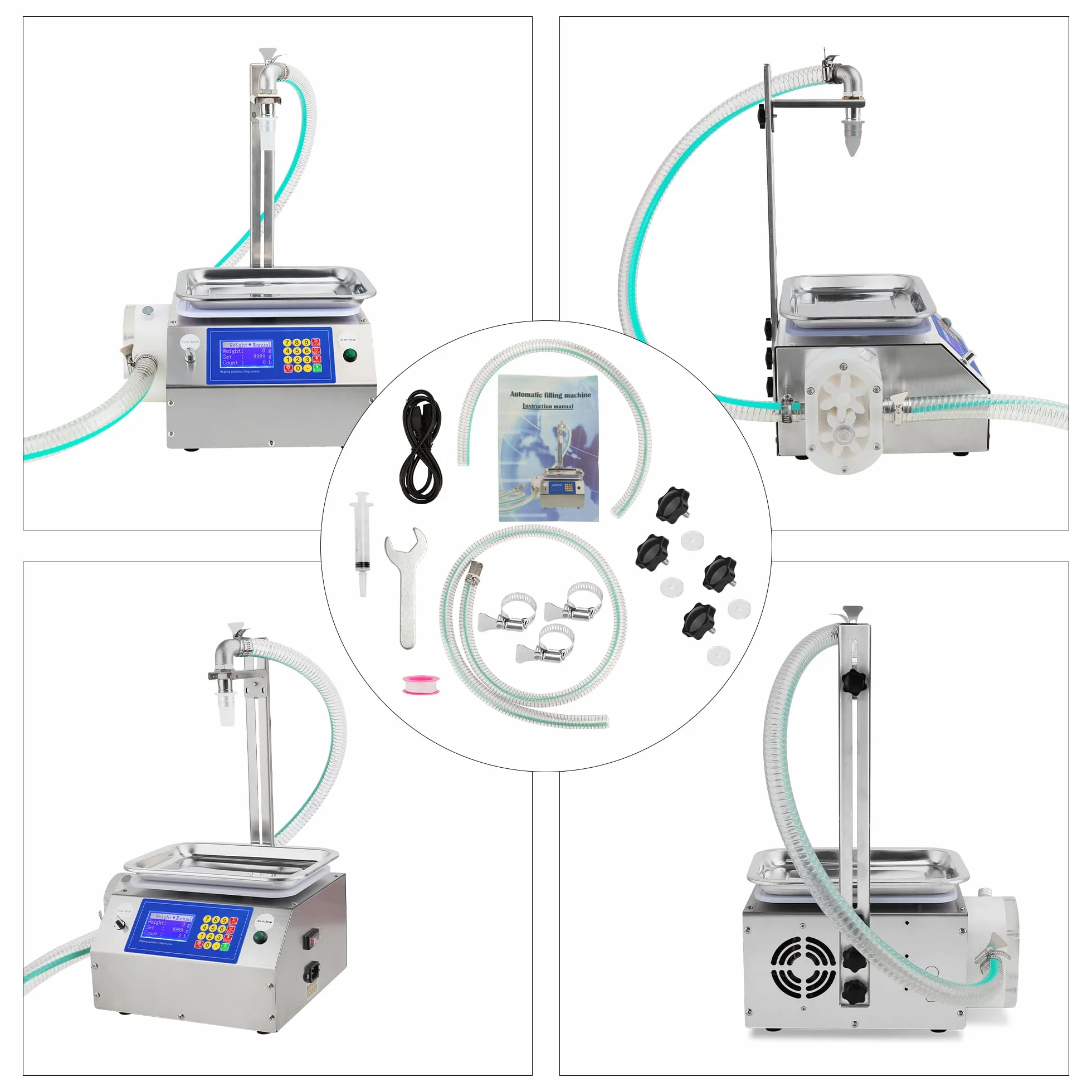 Llenadora cuantitativa de líquidos viscosos | Volumen de llenado 20ml-10000ml | Máquina de llenado de miel automática Máquina de llenado de líquido viscoso con pegamento Tahini, 7L / min