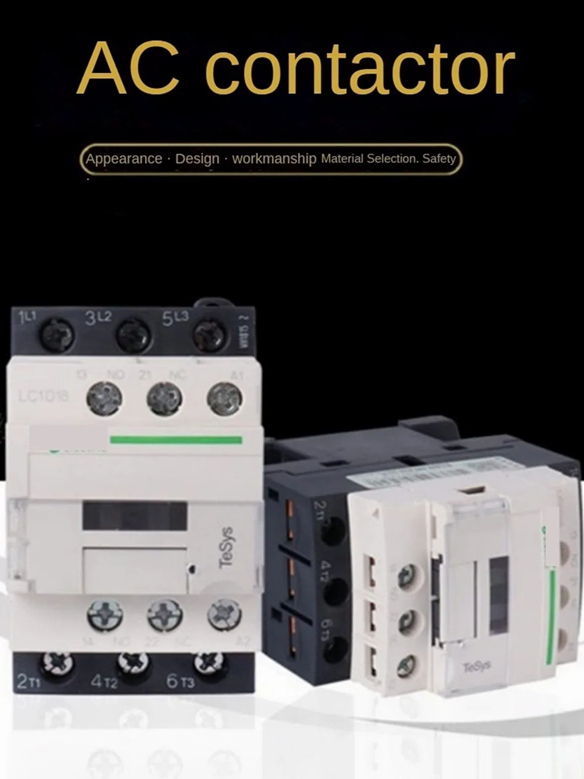 Contactor trifásico de 220 V CA, 3 Polos, 50/60 Hz, 3P, Controlador Interruptor Montaje en riel, 1 NA, NC, Voltaje Bobina: 24, 110, Unidad(Lc1d32,24V)