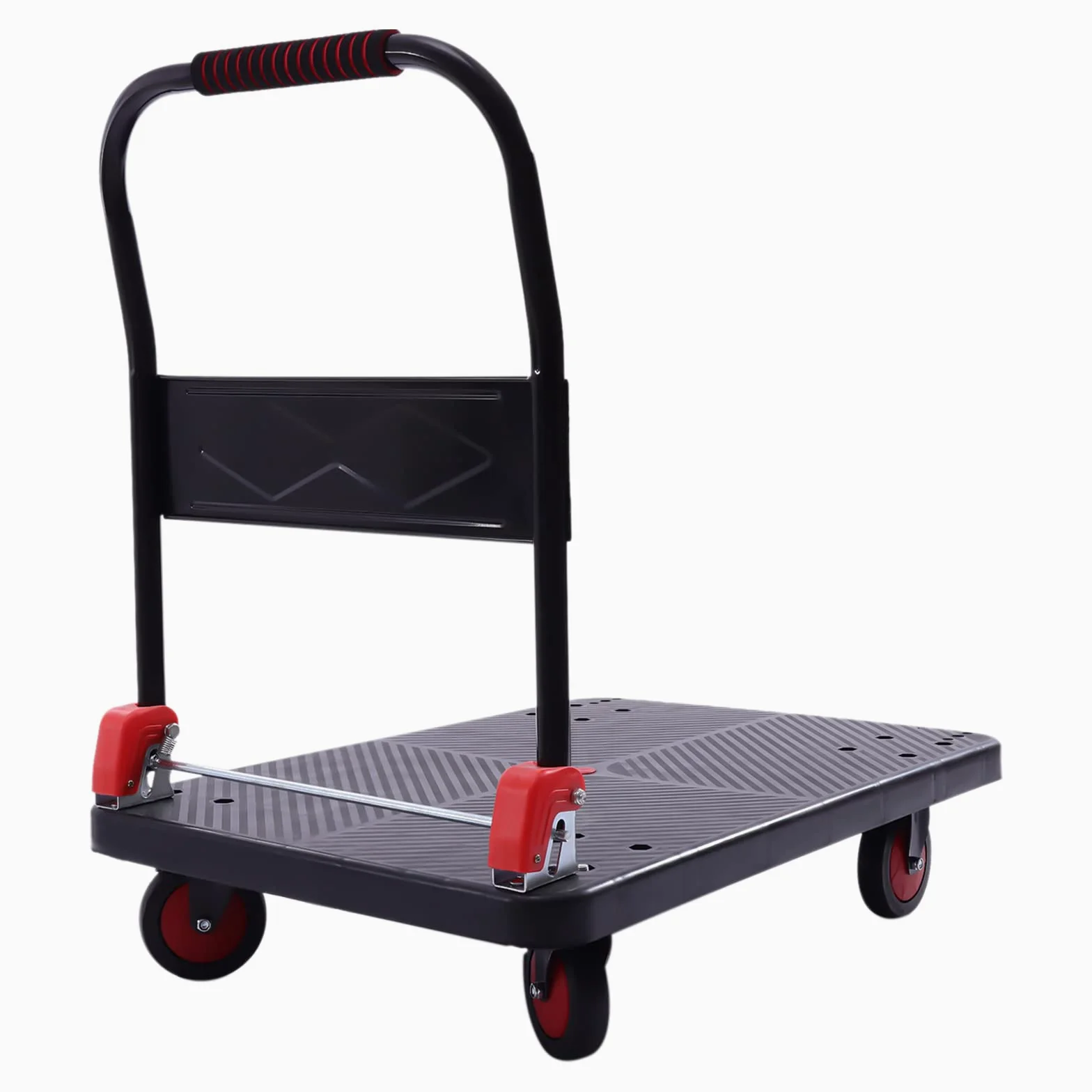 Carro de transporte, carretilla plegable, con una sola mano, 400 kg, carro de plataforma, carro silencioso con frenos para garaje, taller, jardín, etc