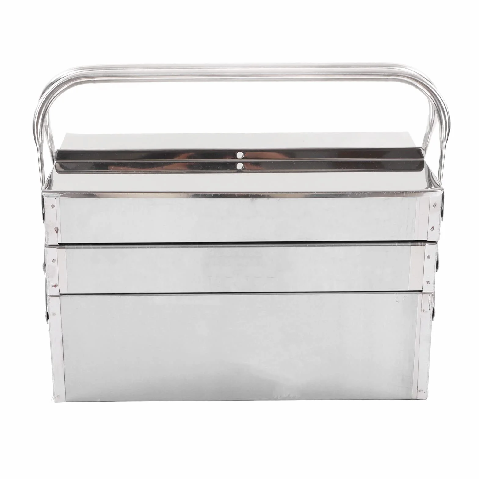 Caja de Herramientas Cantil de Acero Inoxidable, 3 Capas, 5 T, Solución de Almacenamiento de Metal Plegable Portátil para Mantenimiento Automotriz (420)