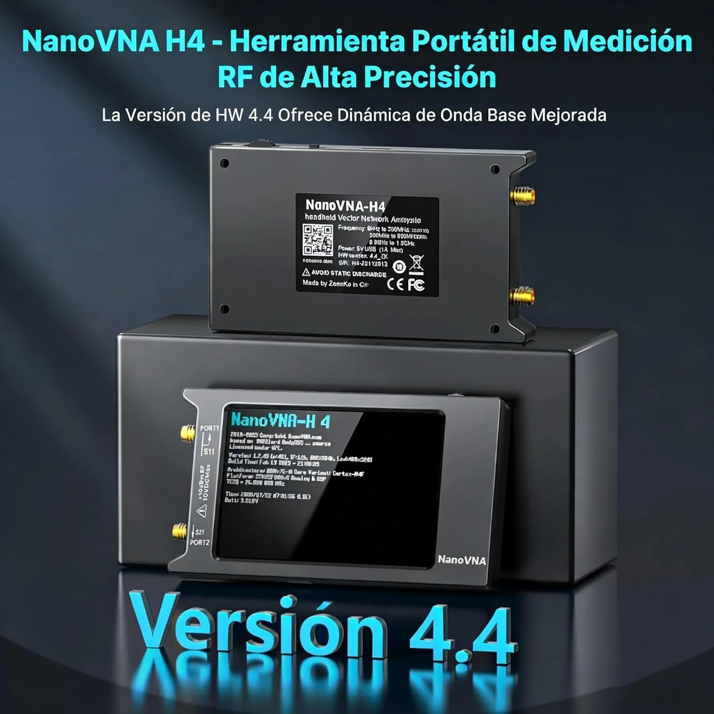 AURSINC NanoVNA-H4 Analizador De Redes Vectoriales, Últimas V4.4 10KHz-1.5GHz HF VHF UHF 4" Pantalla Táctil Nanovna Analizador De Antenas, Radioaficionado, Medición De Los Parámetros S, SWR