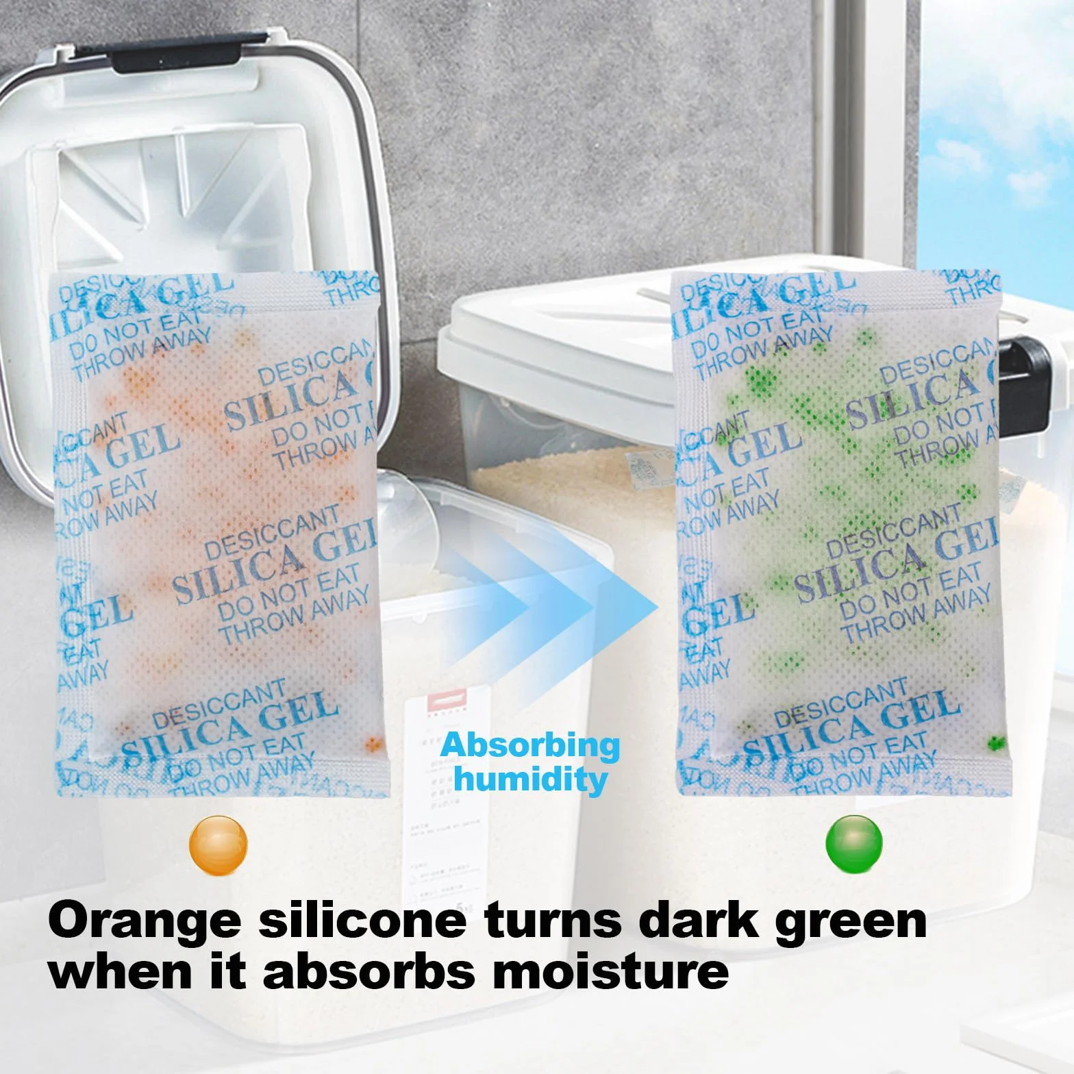 Sobres Sílica Gel Deshumidificadores Absorbentes Humedad 10g x20 Paquetes con Indicador para Secadora Armarios Cajones