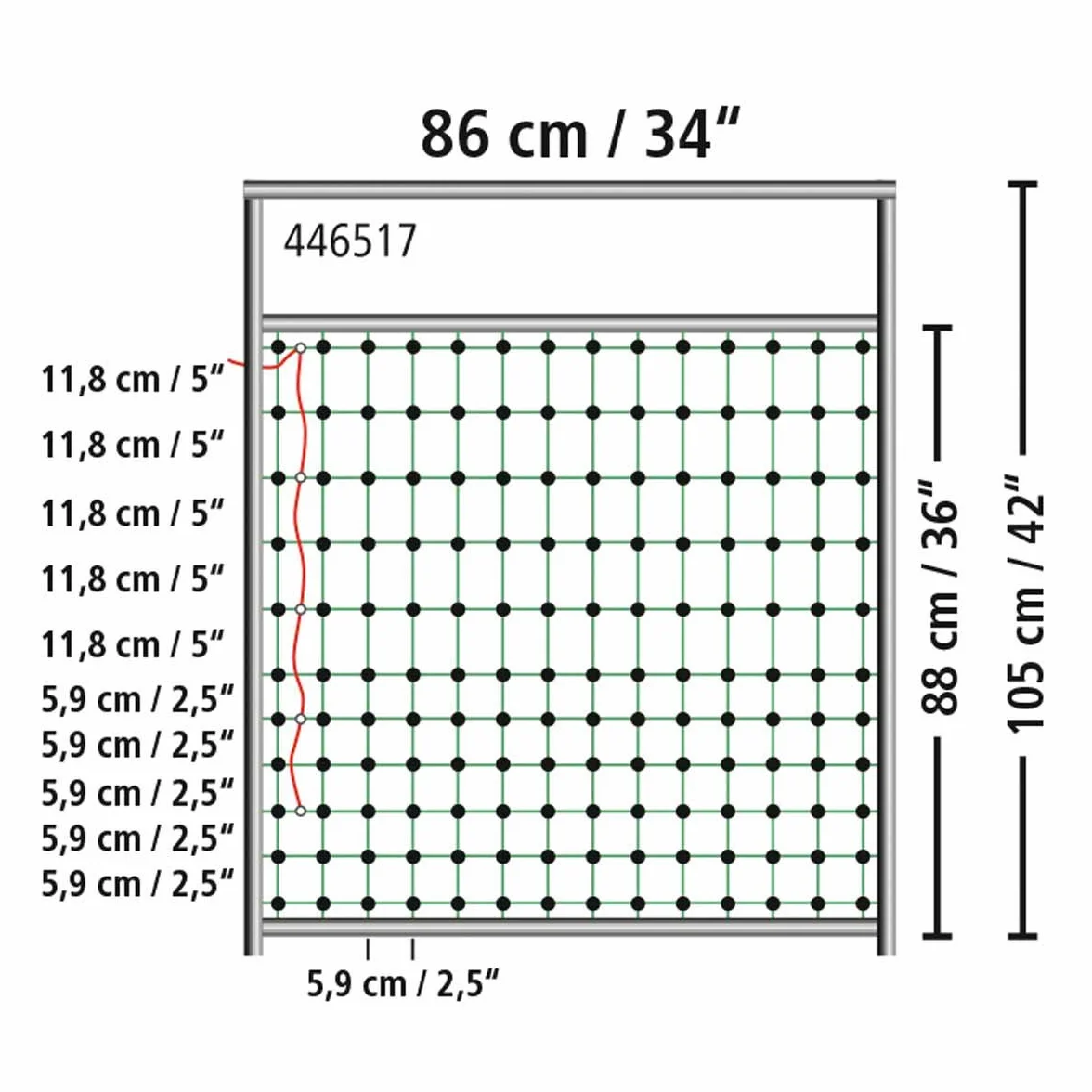 Kerbl Puerta para Valla eléctrica electrificable 86 cm 95-125 cm Montaje rápido