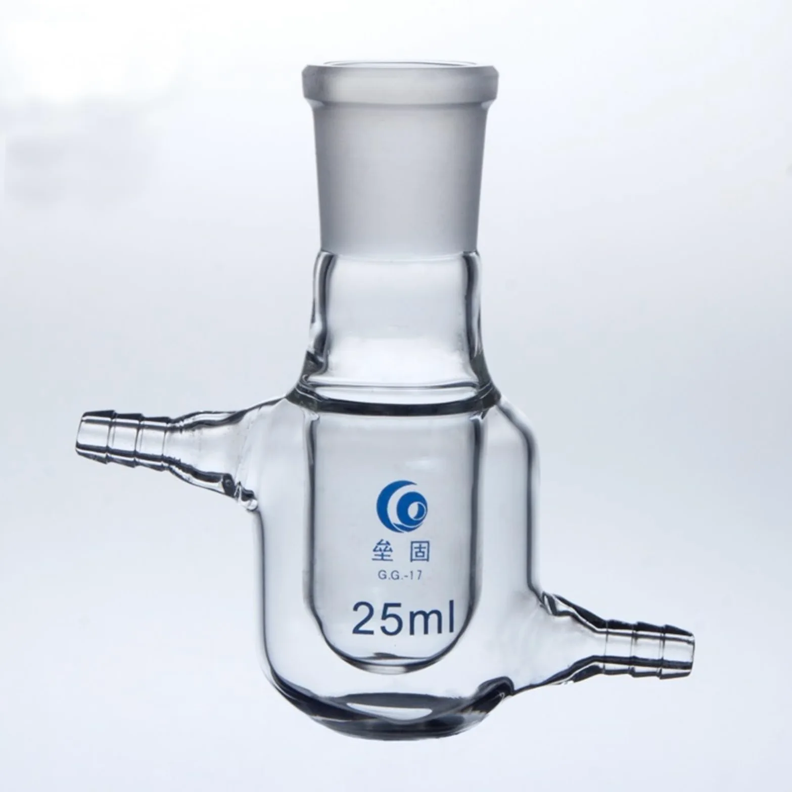 Botella de reacción con camisa de un solo cuello, matraz de vidrio de borosilicato de pared gruesa, laboratorio de reactores de plantas con camisa #24(50ml Caliber 24mm)