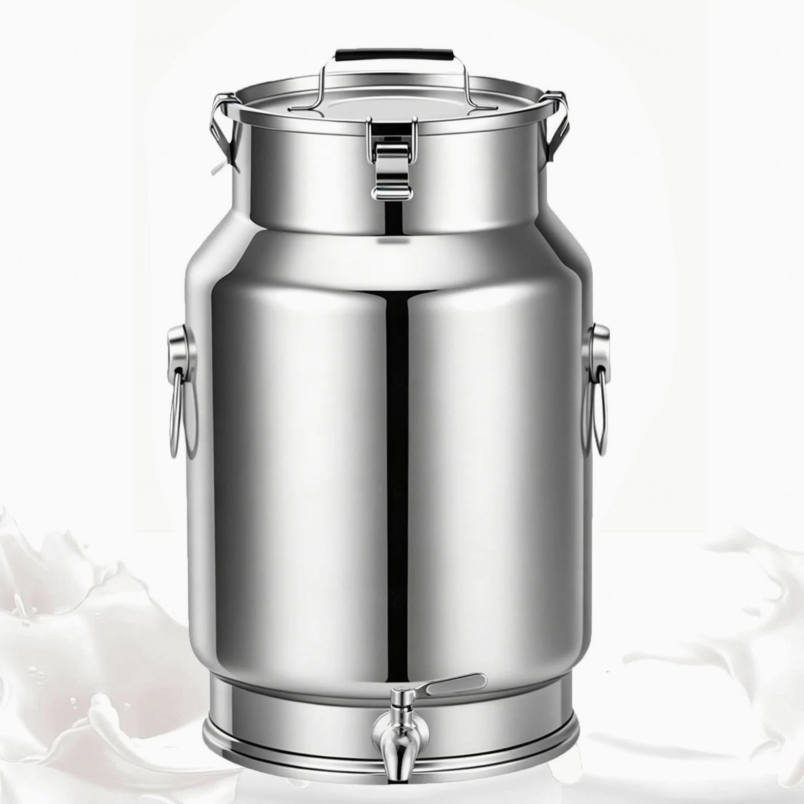 Bidón De Acero Inoxidable para Transporte De Leche con Grifo,A-30L | cubo acero Inoxidable para vino/recipiente para lácteos/bidón de leche/jarra con tapa sell,A-30L