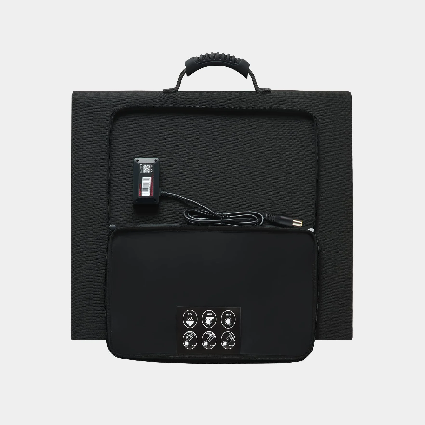 BALDERIA Solarboard 60W | Panel solar plegable | Placa solar para estaciones de energía, baterías, generadores móviles | Con DC, USB, 2 soportes y asa | Para exteriores, camping, autocaravana, barco