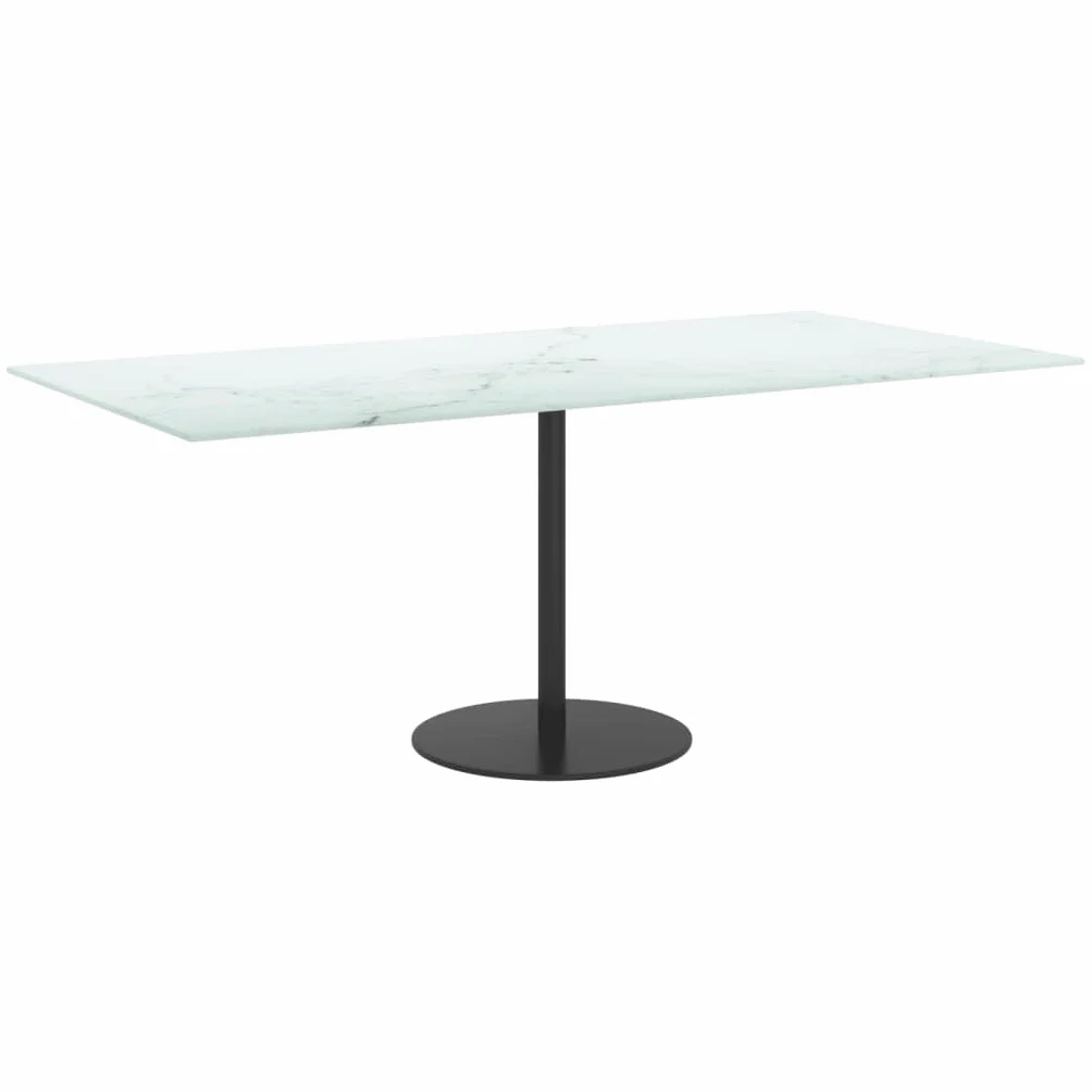 Bandeja de cristal templado (100 x 50 cm, color blanco, aspecto mármol, para sofá, oficina, sala de estar, dormitorio, pasillo