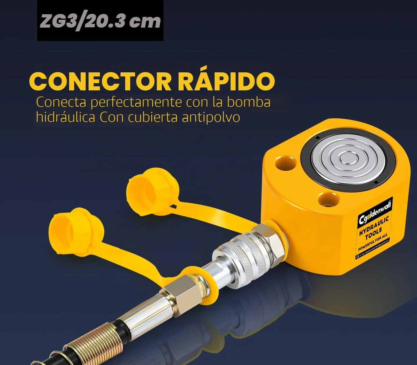 CGOLDENWALL Gato Hidráulico 20T con Bomba CP-180, 14mm Carrera, 58mm Altura Propia, Área Efectiva 33.16cm², para Maquinaria de Construcción (FPY-20T+CP-180)