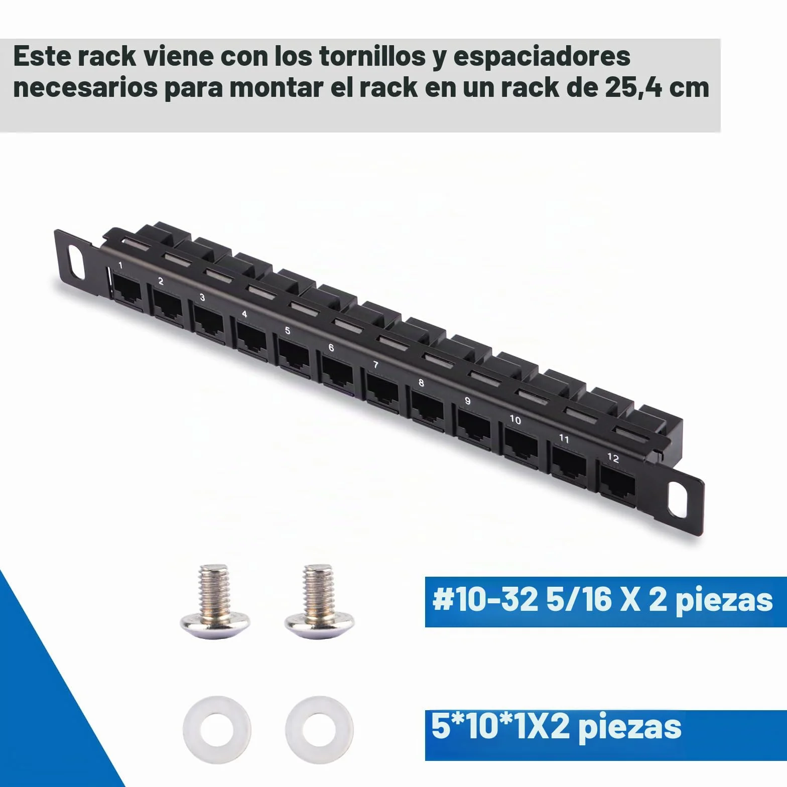 GeeekPi DeskPi Rackmate Panel de Conexión de Red 12 Puertos 0.5U CAT6 Montable en Rack
